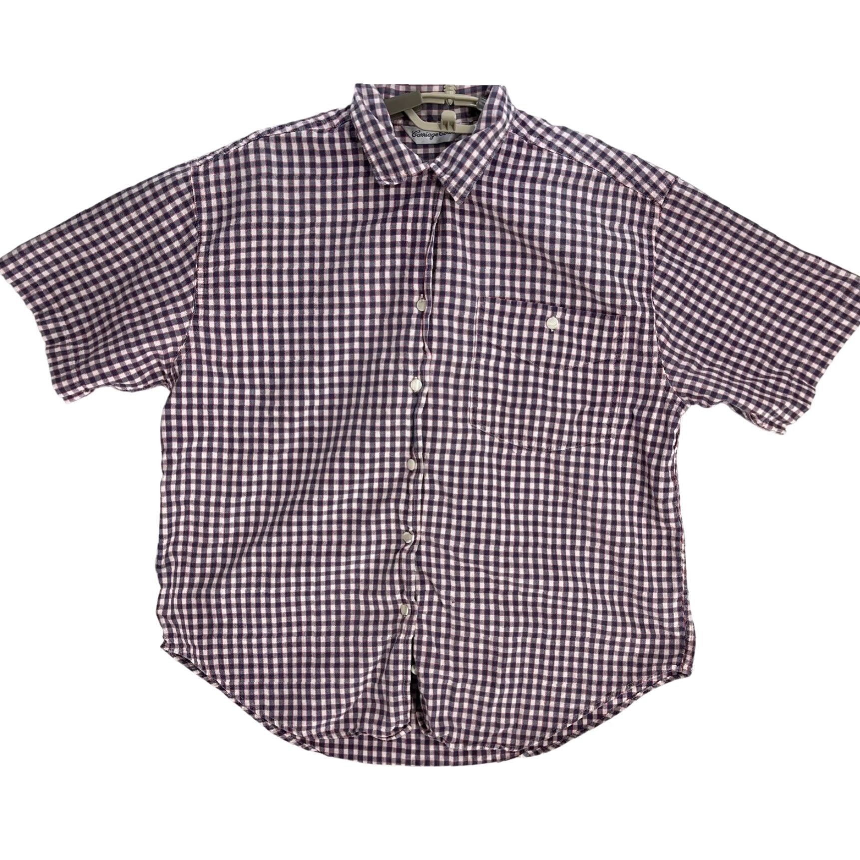 Vintage Carriage Court Shirt M Red White Blue Checkered Button Up Cotton Cottage Size M / US 6-8 / IT 42-44 - 2 Thumbnail