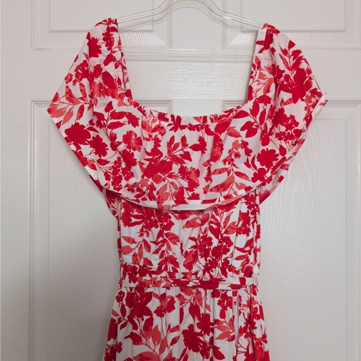Designer Lane Bryant Floral Maxi Dress Womens Size 22/24 White Red Size 3XL / US 20-22 - 8 Thumbnail