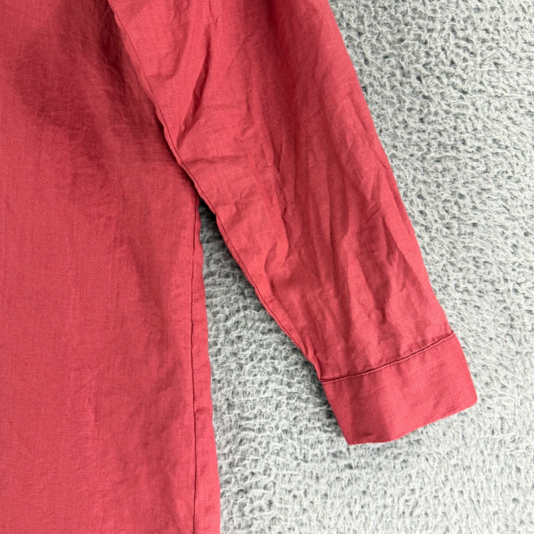 Eileen Fisher Eileen Fisher Button-Up Tunic Shirt Womens Large Red 100% Linen 3/4 Sleeve Size L / US 10 / IT 46 - 3 Thumbnail