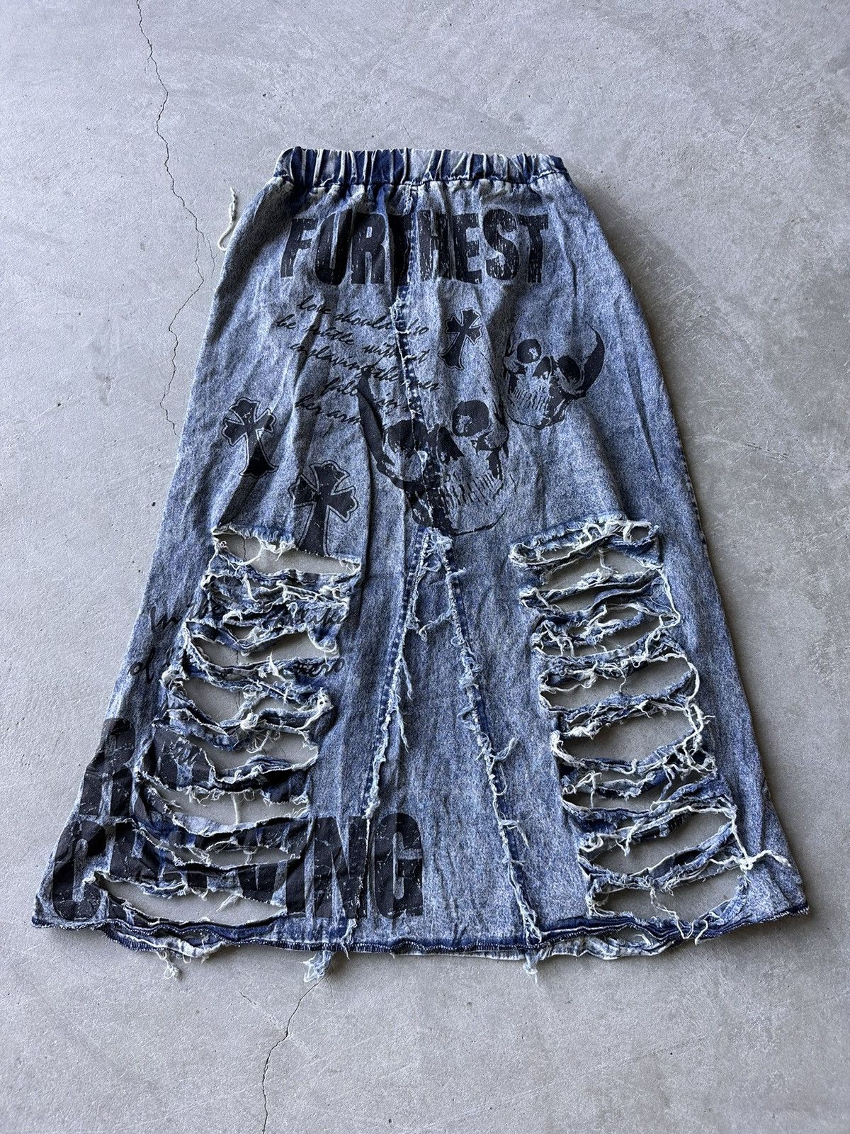 image of If Six Was Nine Reworked Bondage Skirt in Denim, Women's (Size 30)