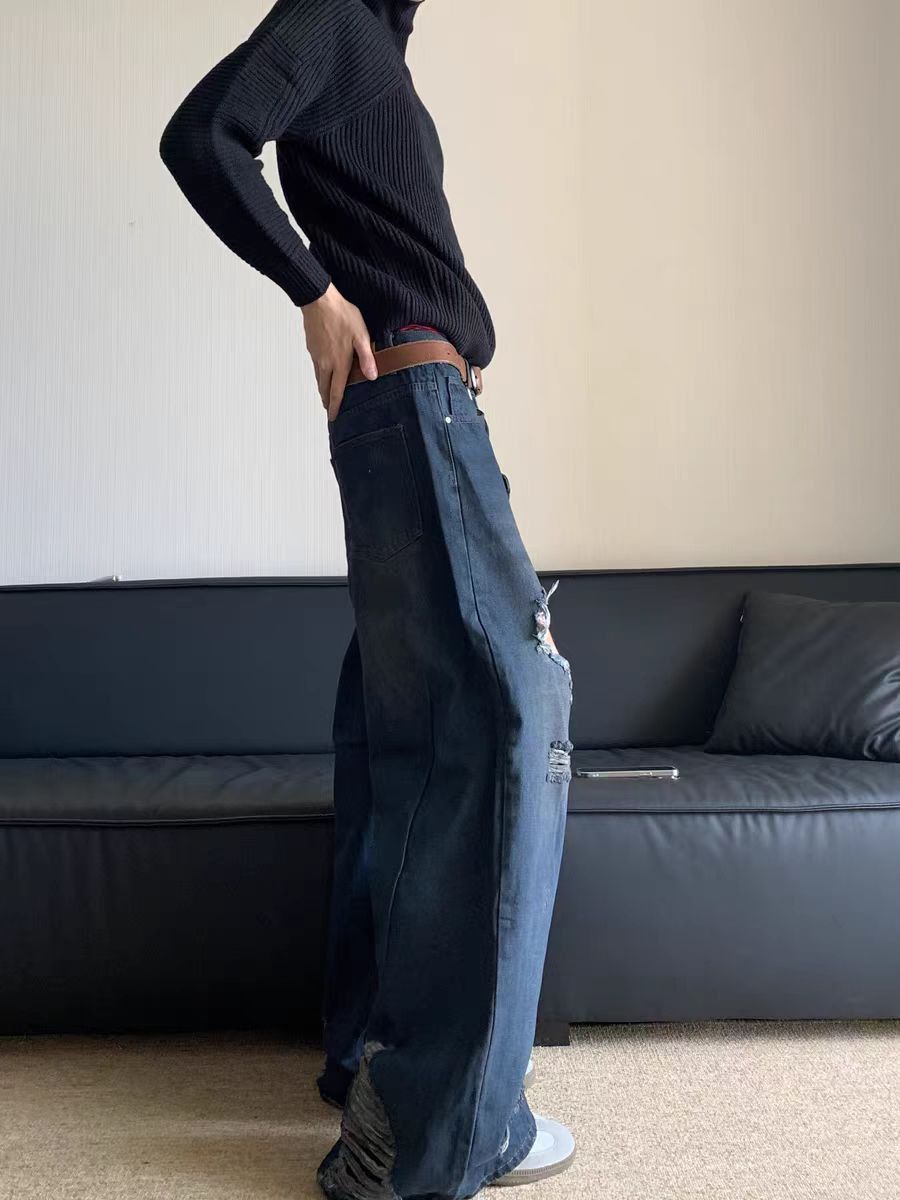 Japanese Brand × Jean Vintage street wash ripped baggy denim pants Size US 30 / EU 46 - 4 Thumbnail