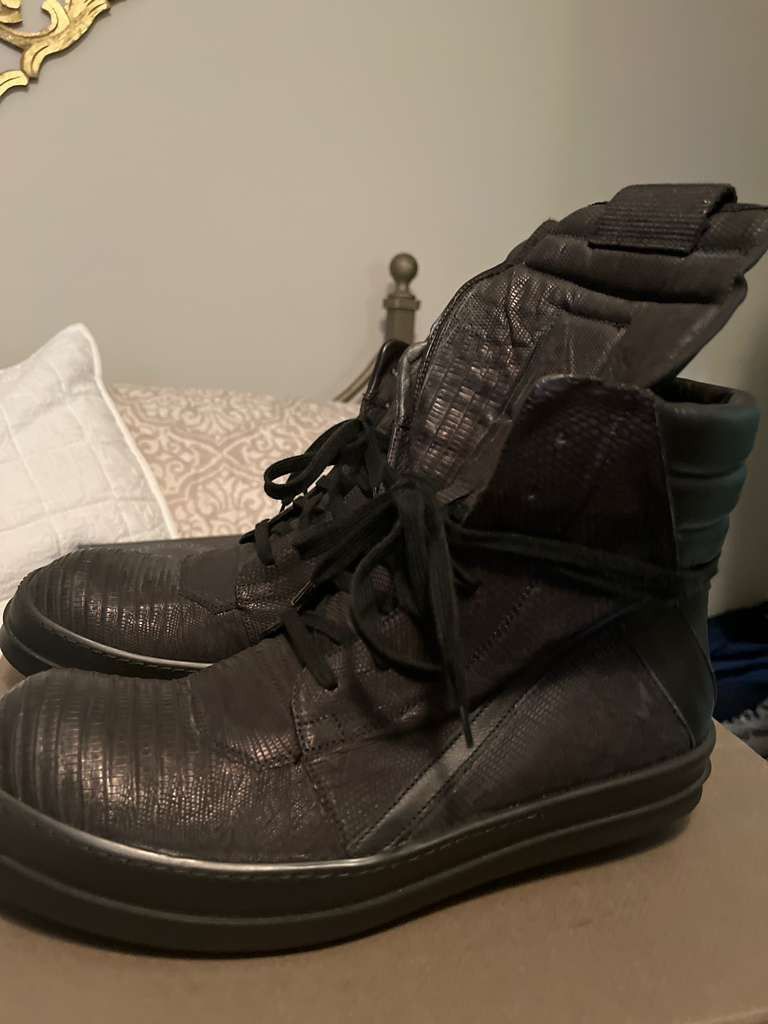 Rick Owens CC30 Iguana Geobasket Sneakers in Black Size US 11 / EU 44 - 2 Thumbnail