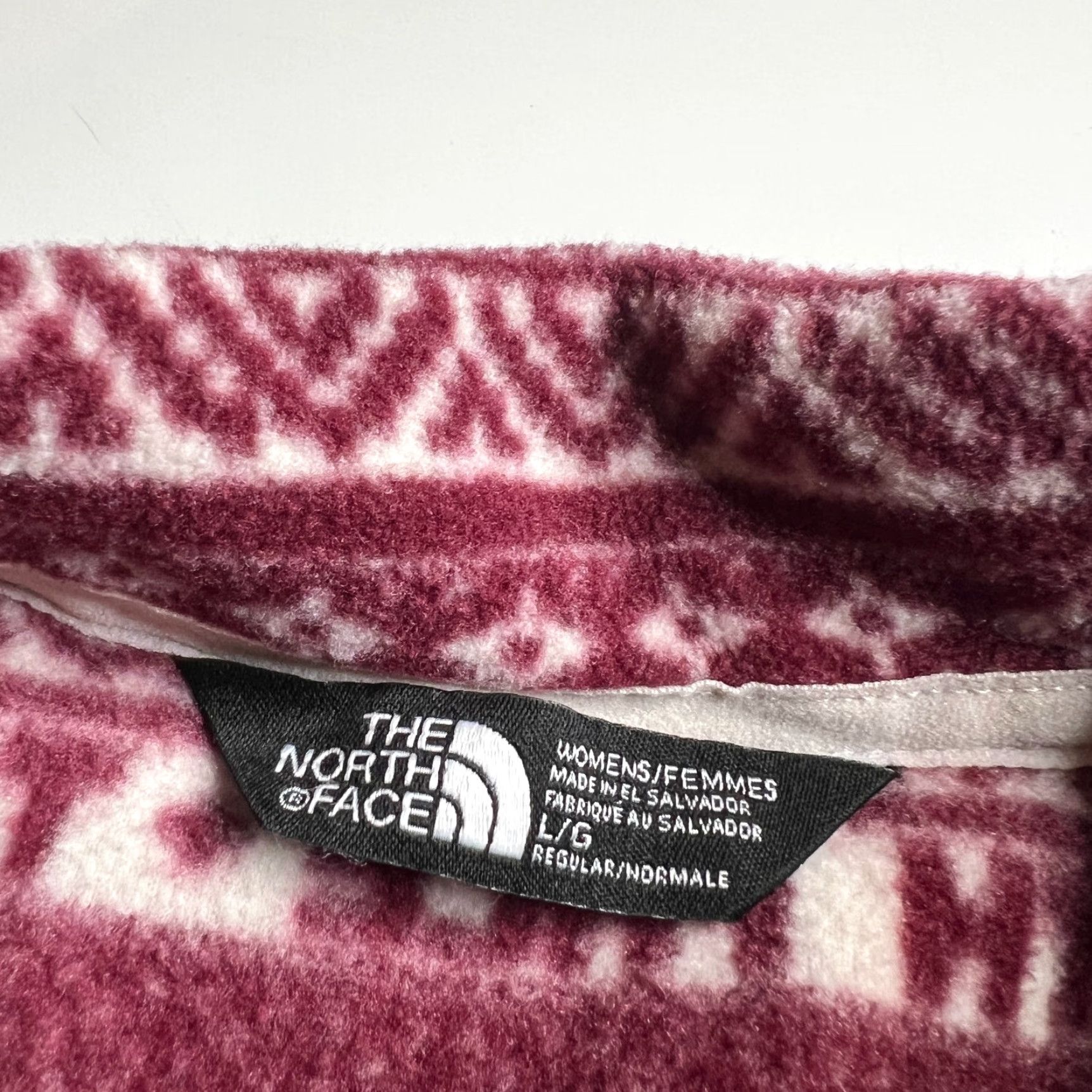 The North Face The North Face Womens Fleece Pullover Jacket Burgundy White Pattern L Regular Burgundy / White Patterned Fleece Jacket Size L / US 10 / IT 46 - 6 Thumbnail