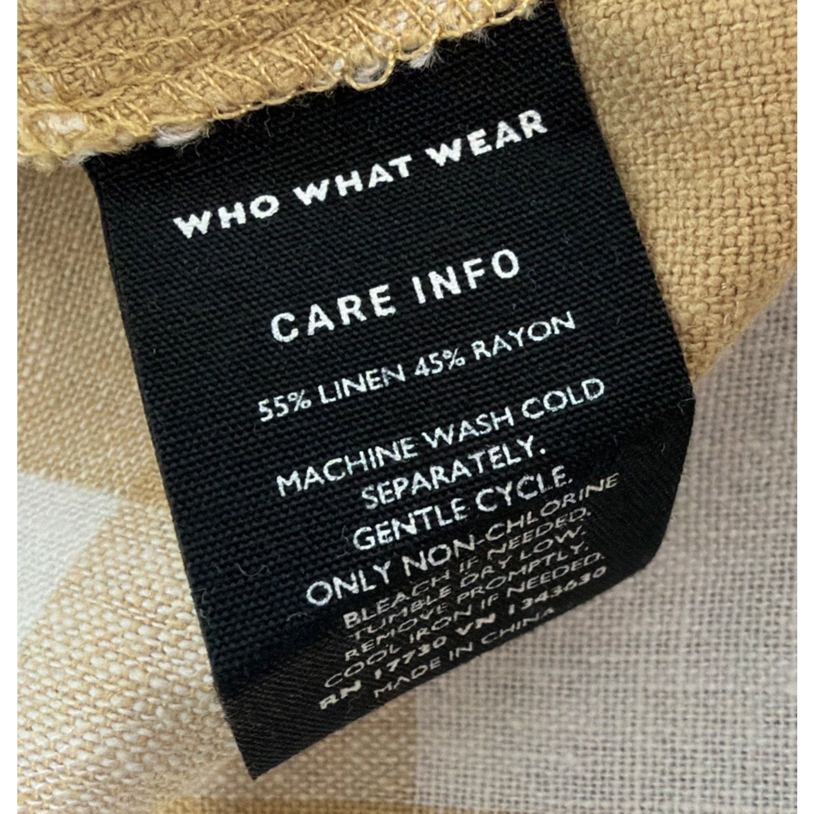 WhoWhat Who What Wear Women's Plaid Linen Sleeveless Sz XXL Beige Size XXL / US 16-18 / IT 52-54 - 7 Thumbnail