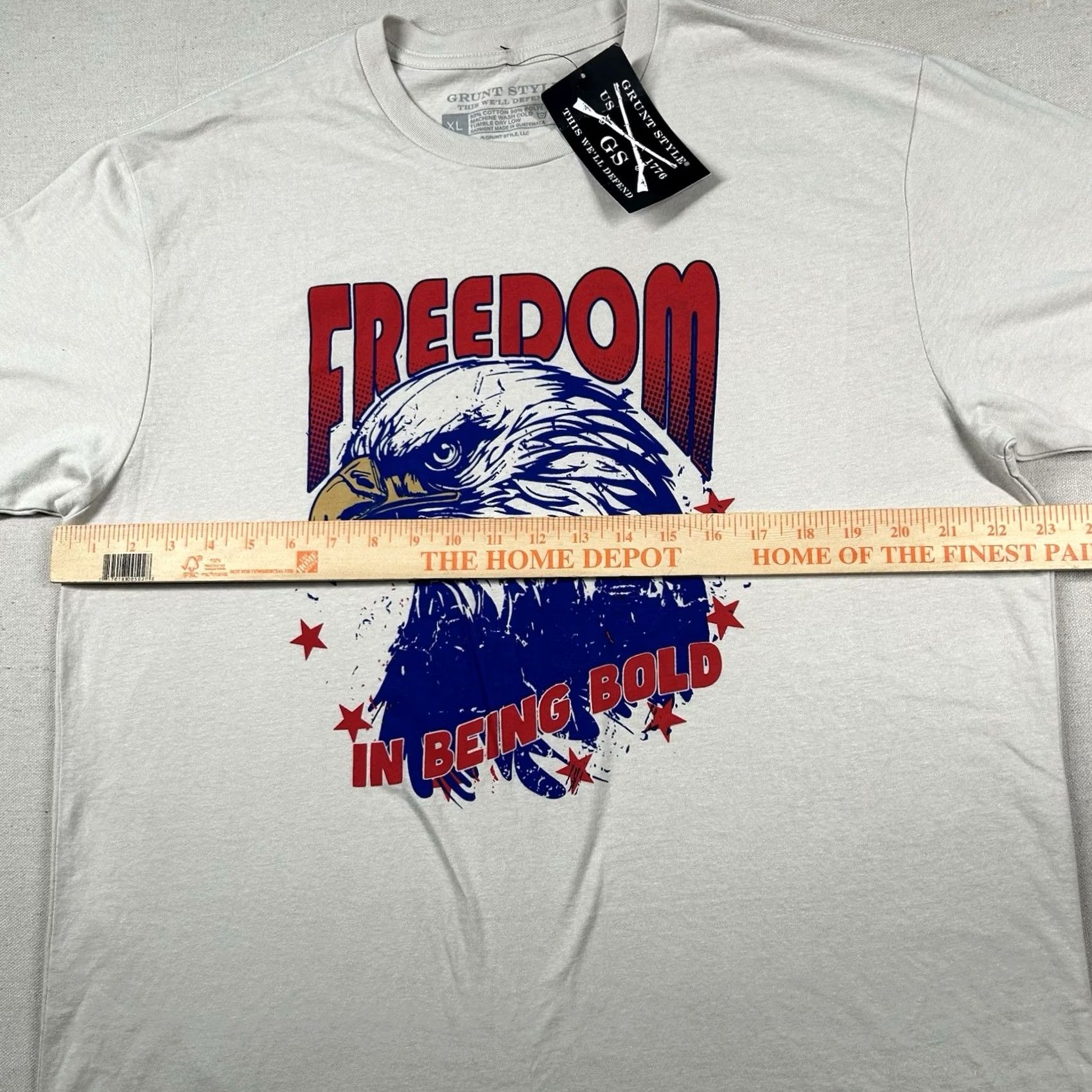 Vintage Grunt Style T-Shirt Mens XL USA Patriotic Military Grunt Style Shirt Short Sleeve Beige Cotton Polyester Jersey Crew Neck Size US XL / EU 56 / 4 - 4 Thumbnail