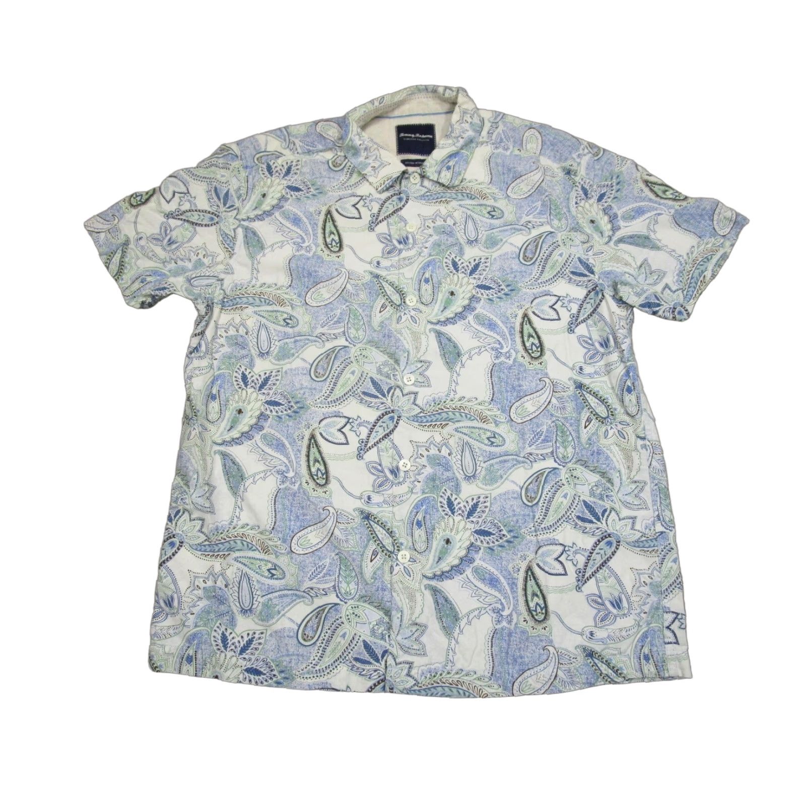 Tommy Bahama Tommy Bahama Shirt Men Medium Blue White Paisley Silk Blend Short Sleeve Button-Up Beach Casual Travel Size US M / EU 48-50 / 2 - 1 Thumbnail