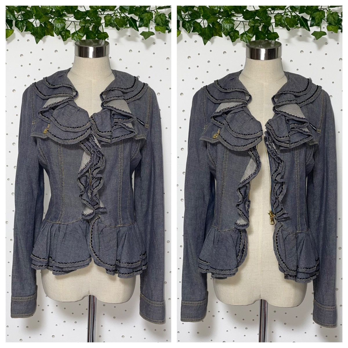 Dolce & Gabbana Dolce&Gabbana Ruffle Design Zip-up Denim Jacket 38 Blue Gray Size XS / US 0-2 / IT 36-38 - 5 Thumbnail