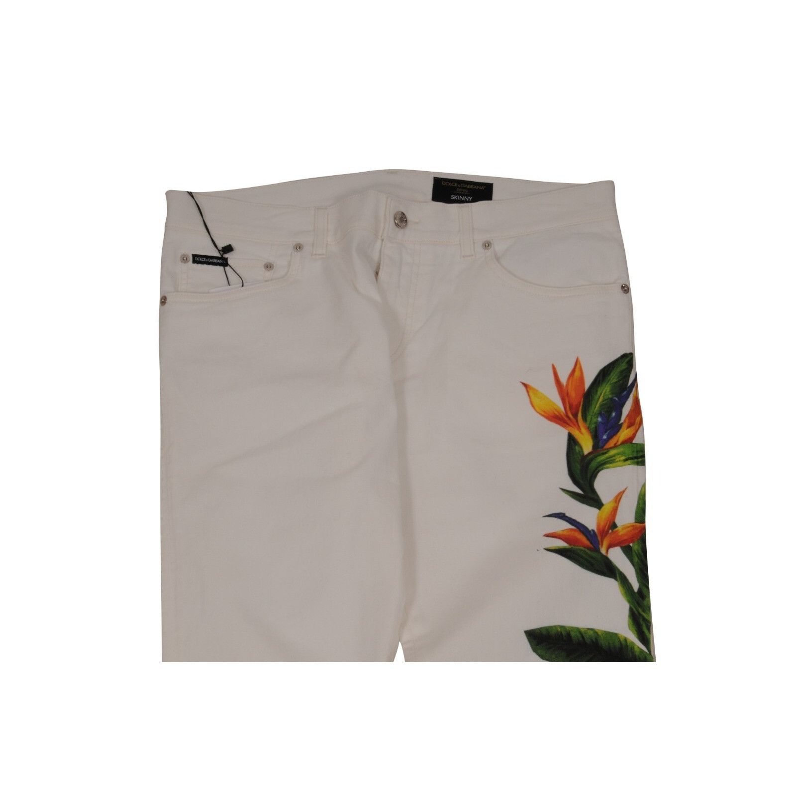 Dolce & Gabbana Floral Skinny Jeans IT 52 33-34 White Denim Size US 36 / EU 52 - 5 Thumbnail