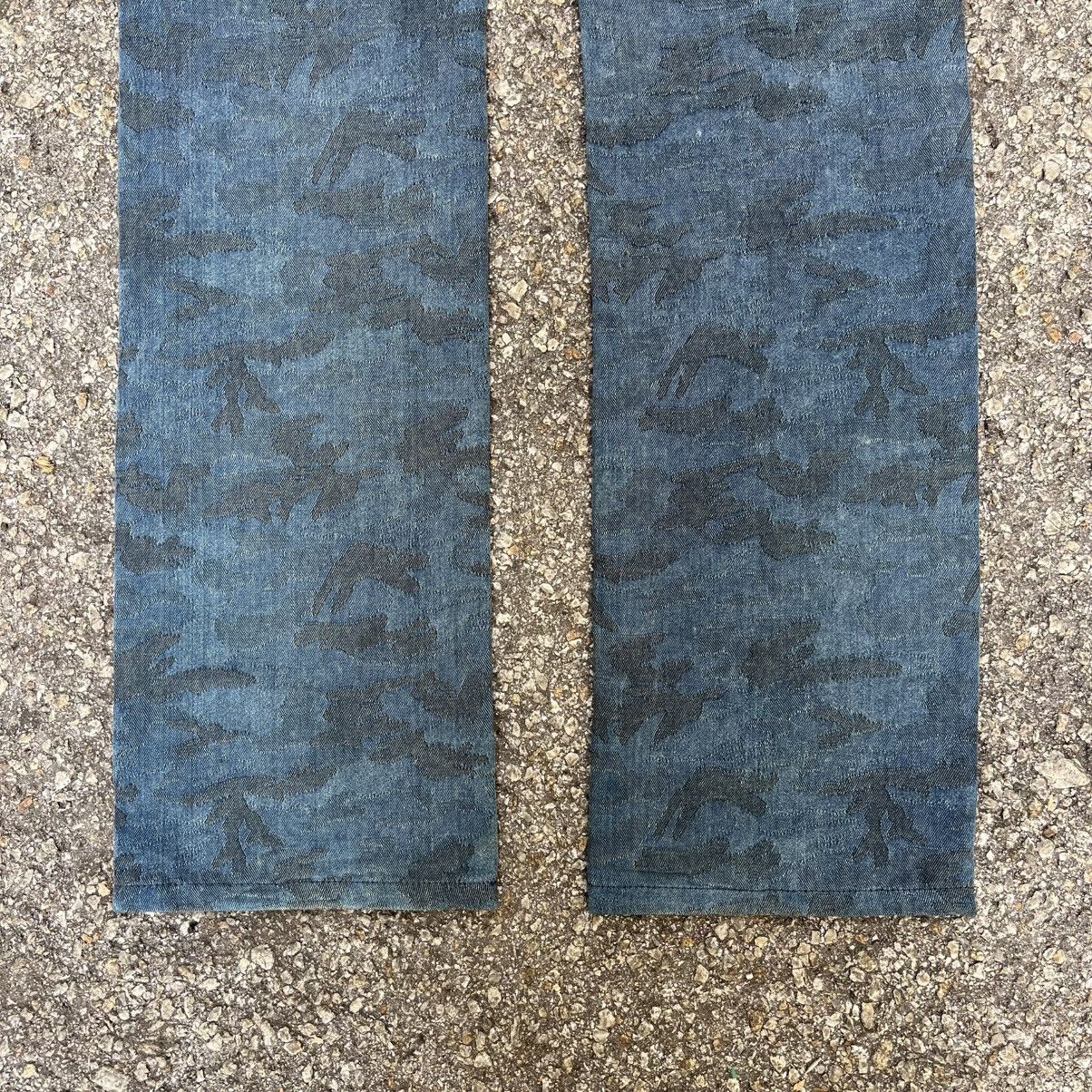 If Six Was Nine Morgan Homme Jeans Two Tone Colour Low Rise Denim Camo Size US 29 - 10 Thumbnail