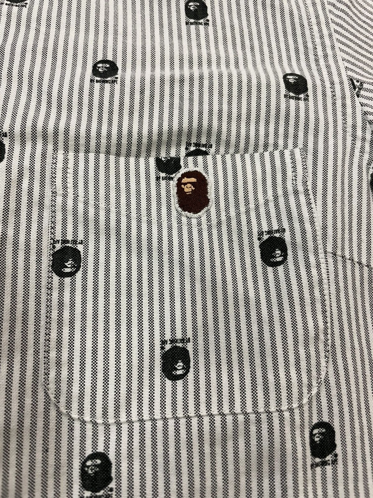 Bape Bape Striped With All Over Bape Head Print Shirt Size S / US 4 / IT 40 - 3 Thumbnail