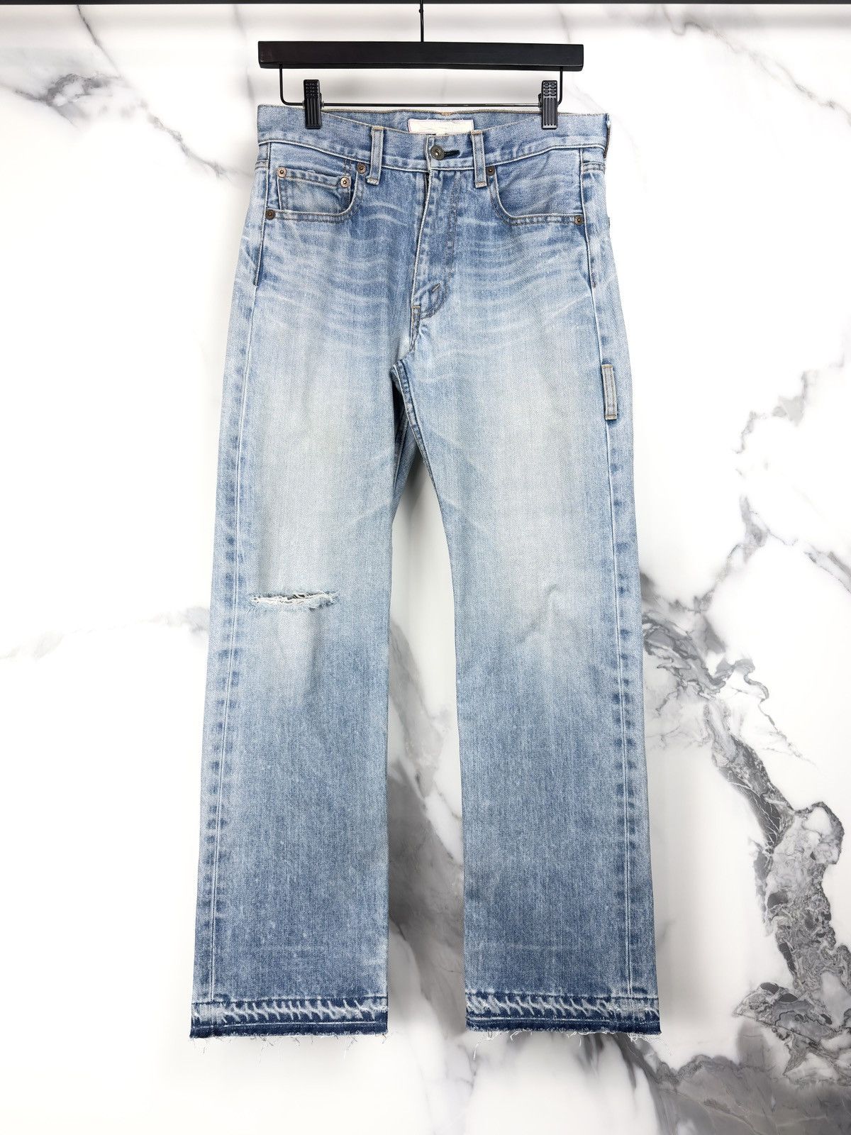 Junya Watanabe AW03 Junya Watanabe Washed Blue Faded Denim Jeans Thrashed Size US 30 / EU 46 - 1 Thumbnail