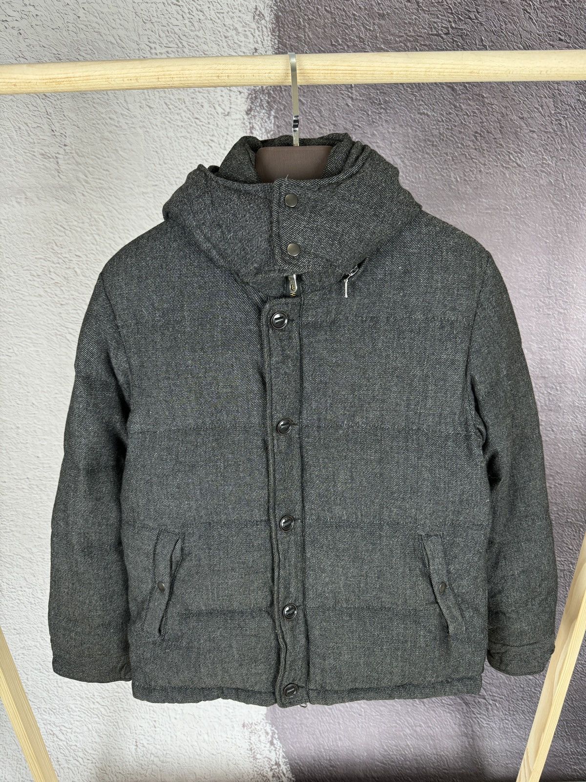 Urban Research Doors grey wool down quilted jacket coat