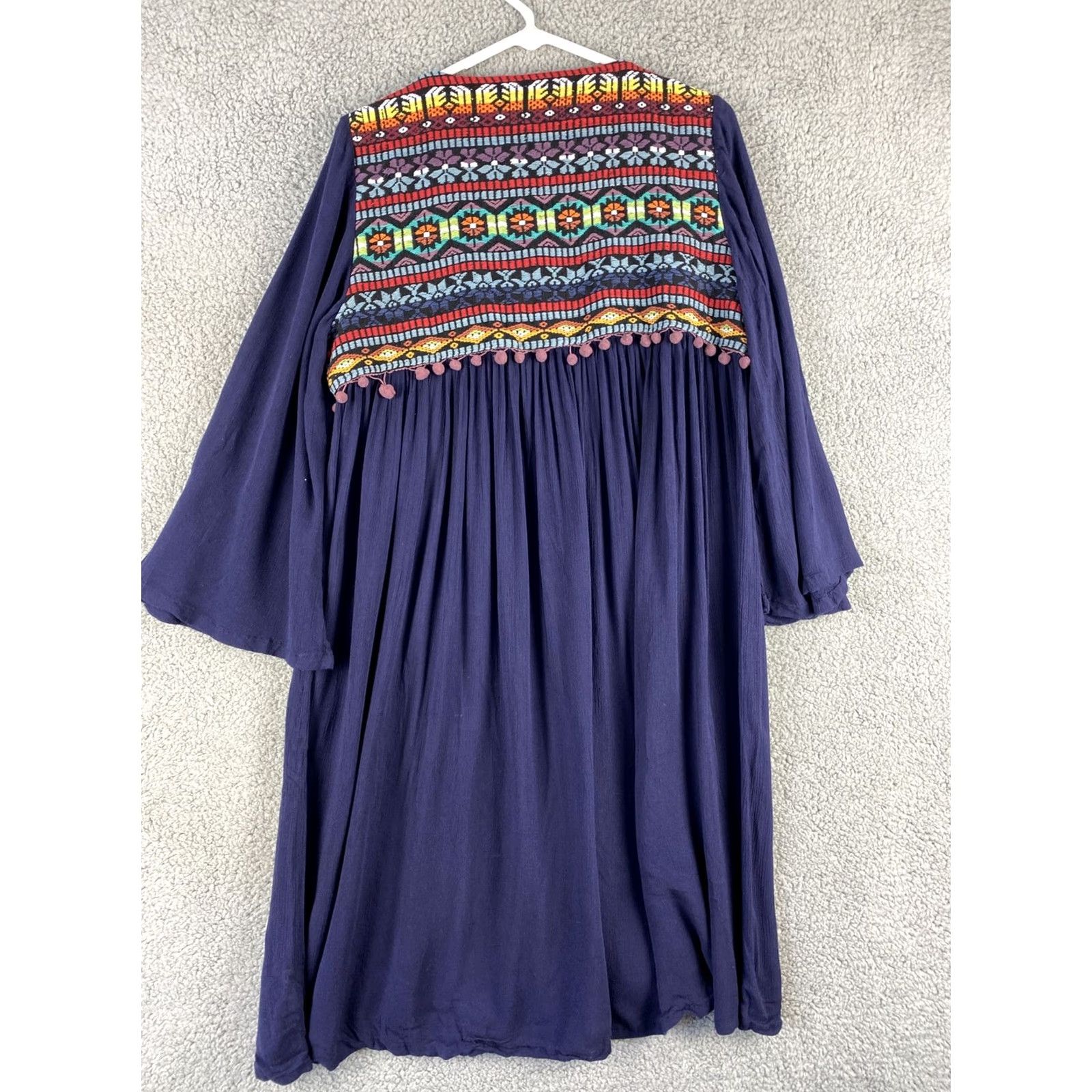 Vintage Anotah Blouse Women’s 14 34-35 Long Sleeve Cotton Round Neck Loose Top/ Shirt Blue Size XL / US 12-14 / IT 48-50 - 8 Thumbnail