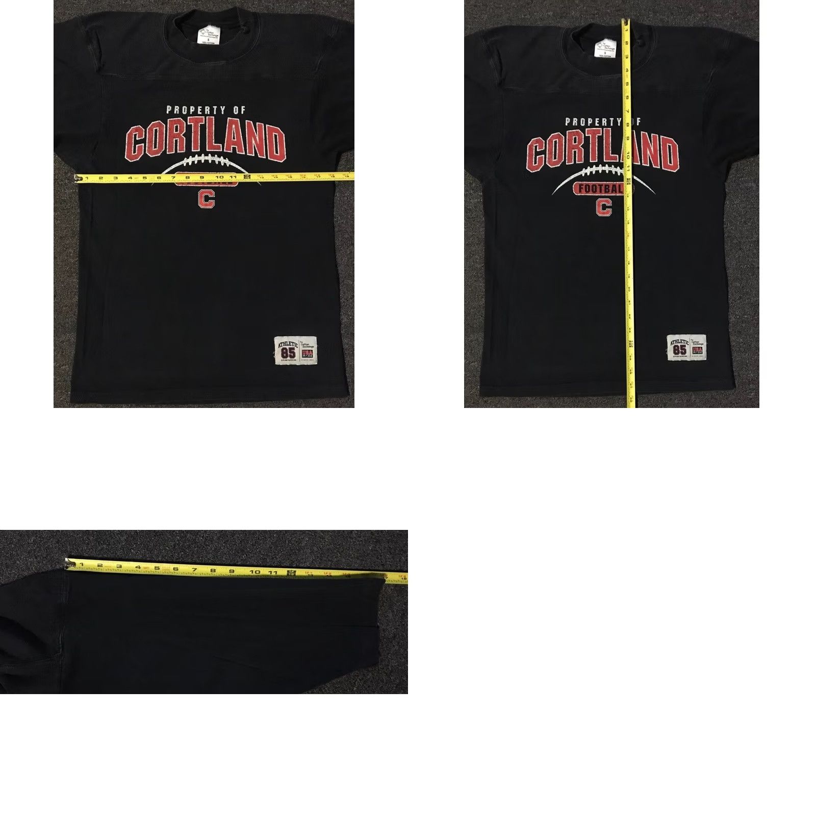 Vintage VINTAGE Cortland Football Shirt S 3/4 Sleeve Black USA College Grunge 90s 80s Single Stitch Mens Size US S / EU 44-46 / 1 - 9 Thumbnail