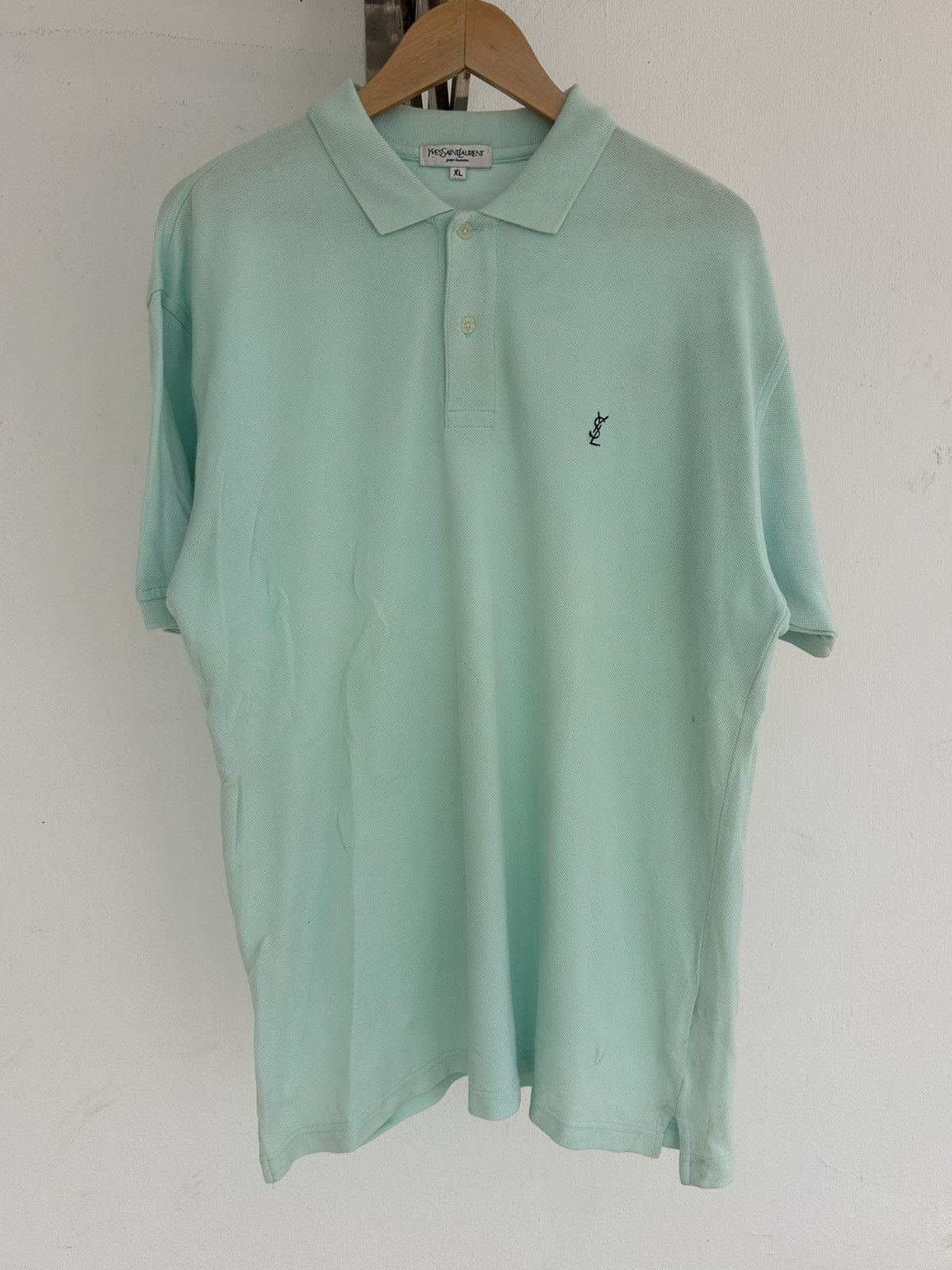 Yves Saint Laurent YSL Turqoise Polo Tee Japan Vintage Size US XL / EU 56 / 4 - 2 Thumbnail
