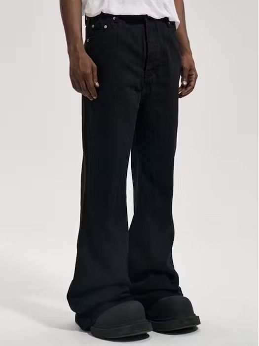 image of Black Chunky Flared Denim Jeans, Men's (Size 32)