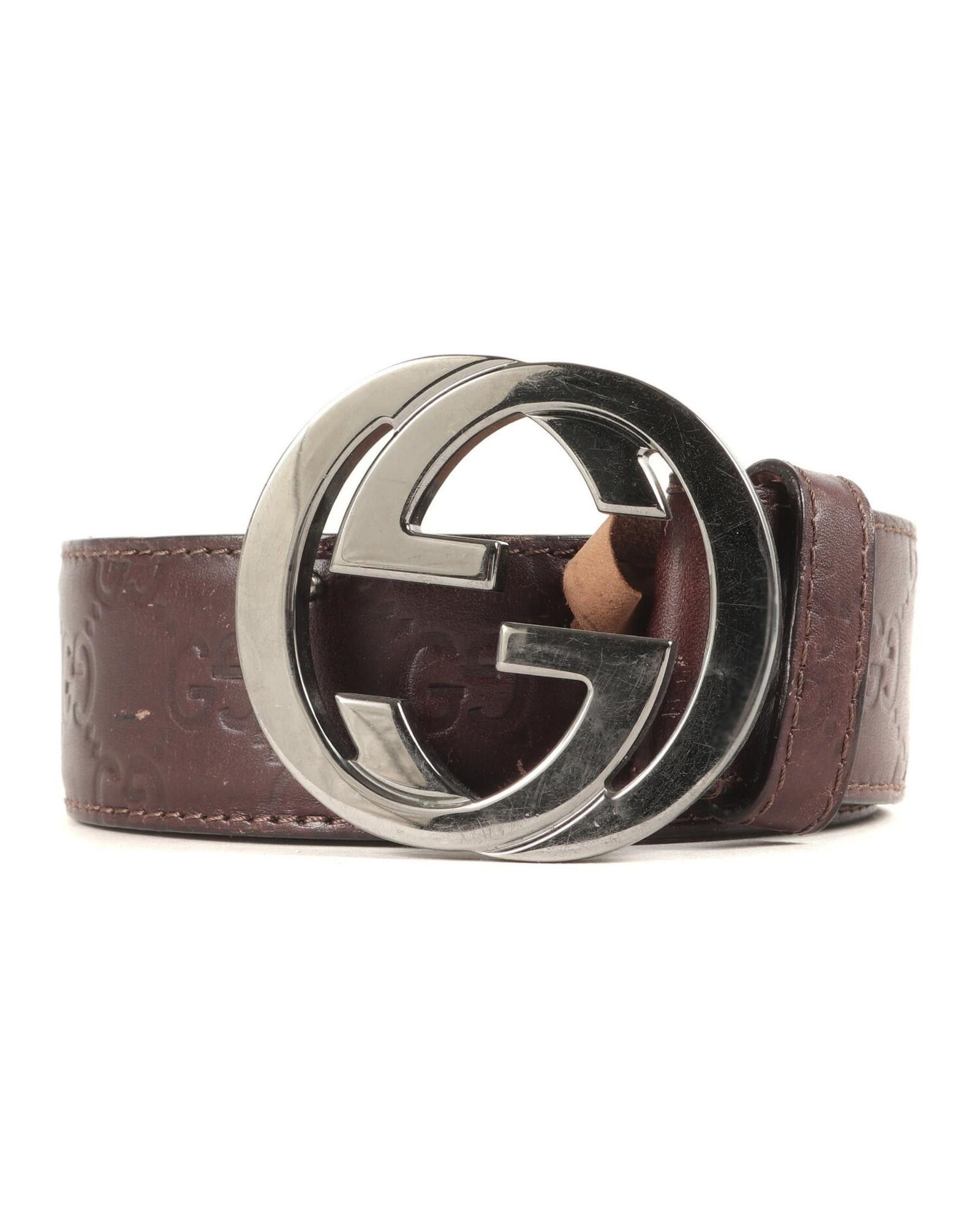 image of Gucci Sophisticated Leather Belt With Italian Elegance in Brown, Men's