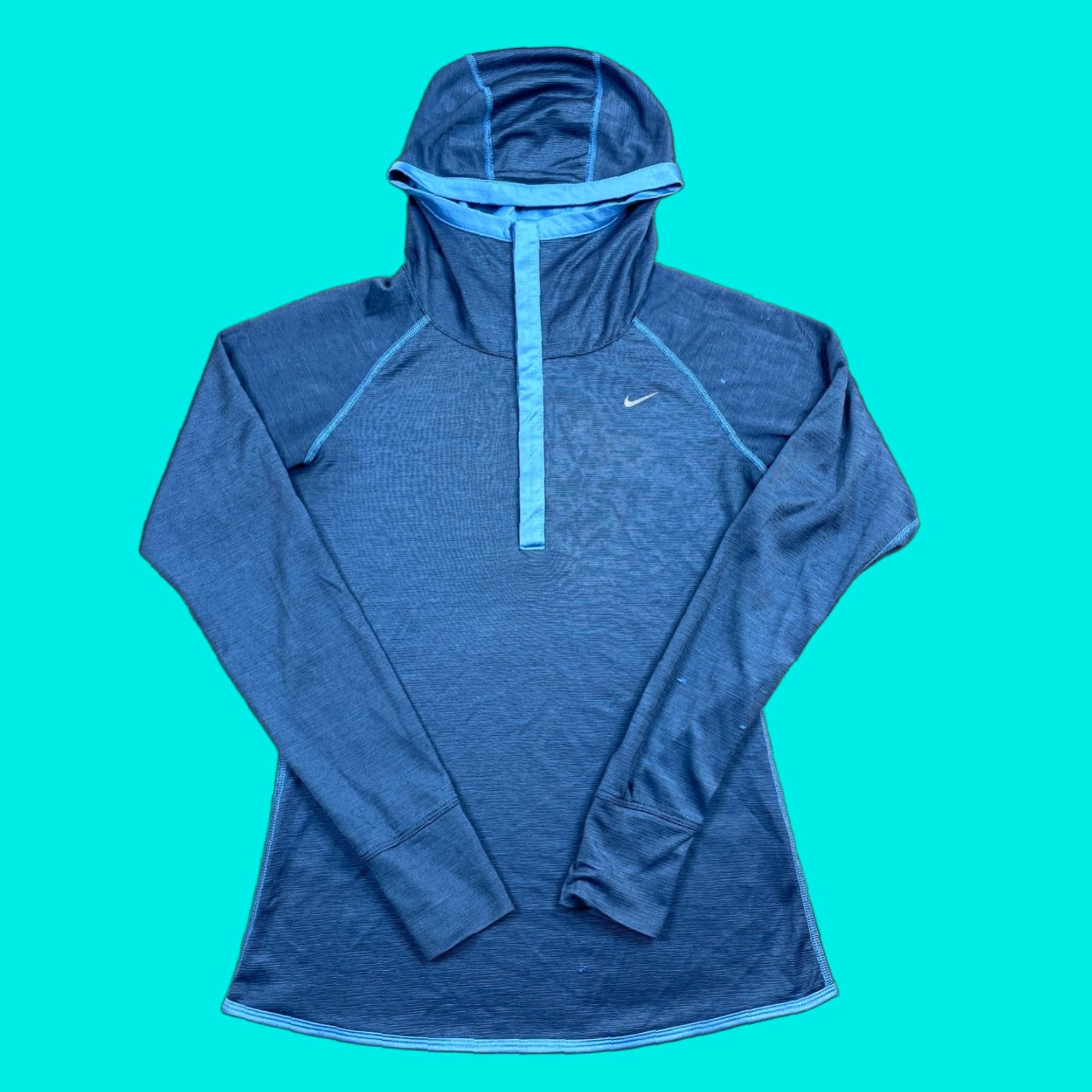 Nike Nike Hoodie Womens Medium Blue Pullover Fleece Hooded Self-Contained Zip 1/4 Zip Thermal Dri-FIT Regular Size M / US 6-8 / IT 42-44 - 1 Thumbnail