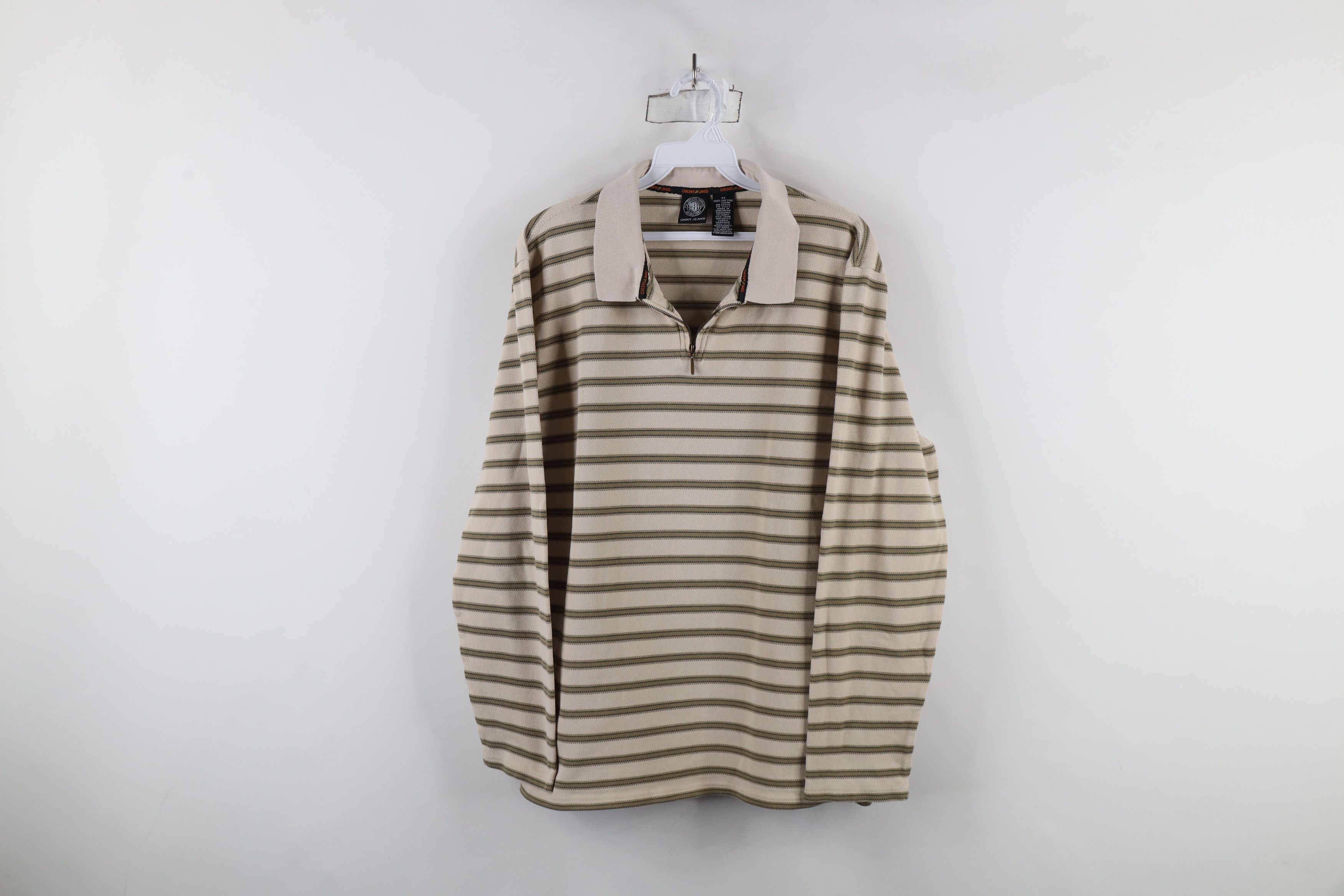 DKNY × Vintage Vintage 90s DKNY Striped Half Zip Long Sleeve Polo Shirt USA Size US M / EU 48-50 / 2 - 1 Thumbnail