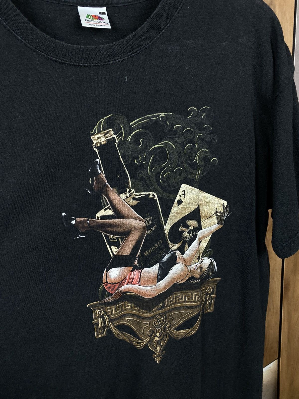 Vintage 💀Vintage T-Shirt Sex Girl Cards Poker Alcohol Casino Tee💀 Size US L / EU 52-54 / 3 - 3 Thumbnail