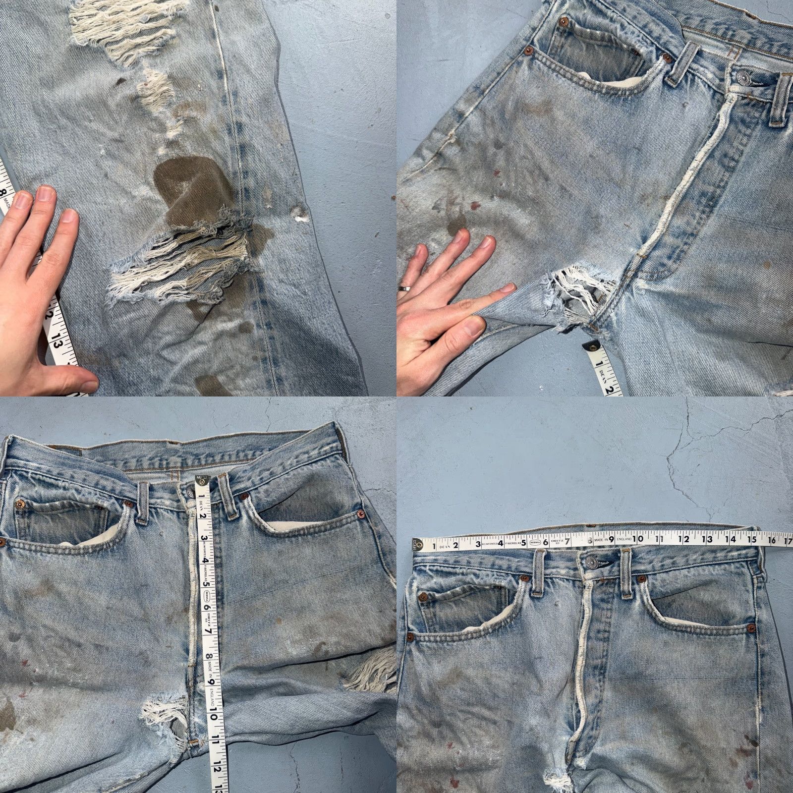 Levi's VINTAGE Levi's 501 Jeans Mens Classic 32x36 30x32 80s USA Distressed Light Blue Denim Straight Size US 30 / EU 46 - 9 Thumbnail