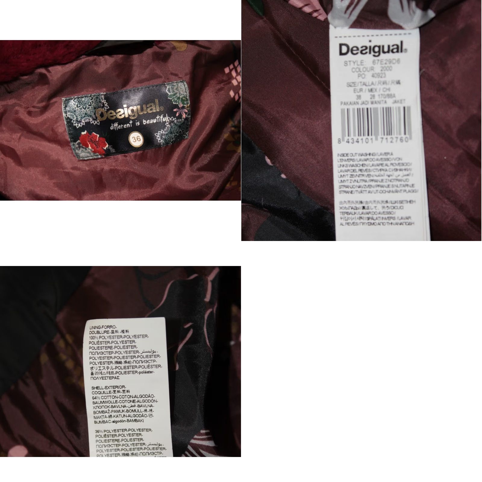 Desigual Desigual Jacket Womens 3-in-1 Multicoloured Size 36 Short Coat Coat 36 Women 3-in-1 Jacket Desigual Womens Size 36 Multicoloured Jacket Size 25" / US 0 / IT 36 - 8 Thumbnail