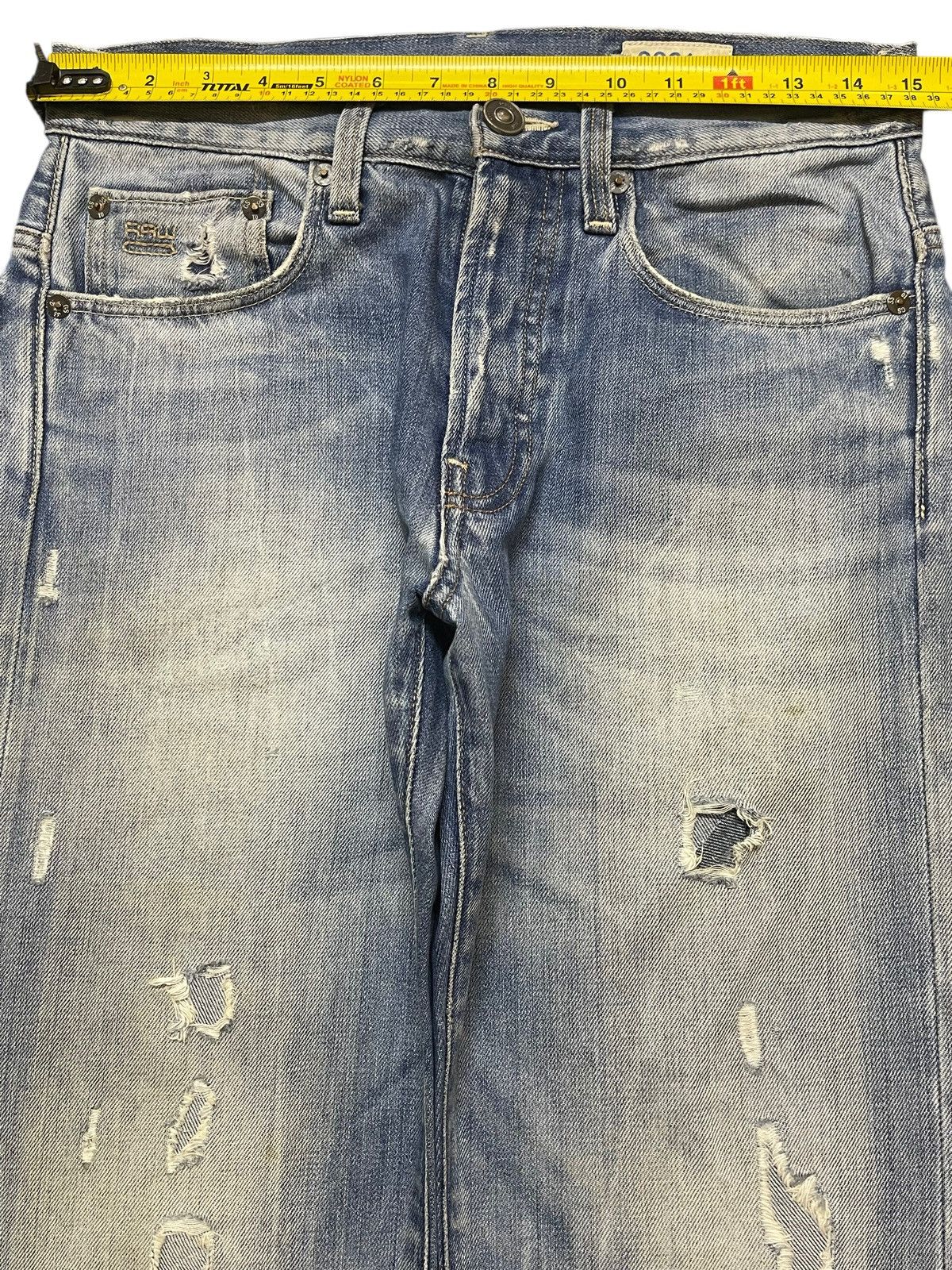 G-Star Vintage Gstar Raw Mud Faded Wash Whiskers Distressed Jeans Size US 30 / EU 46 - 11 Thumbnail