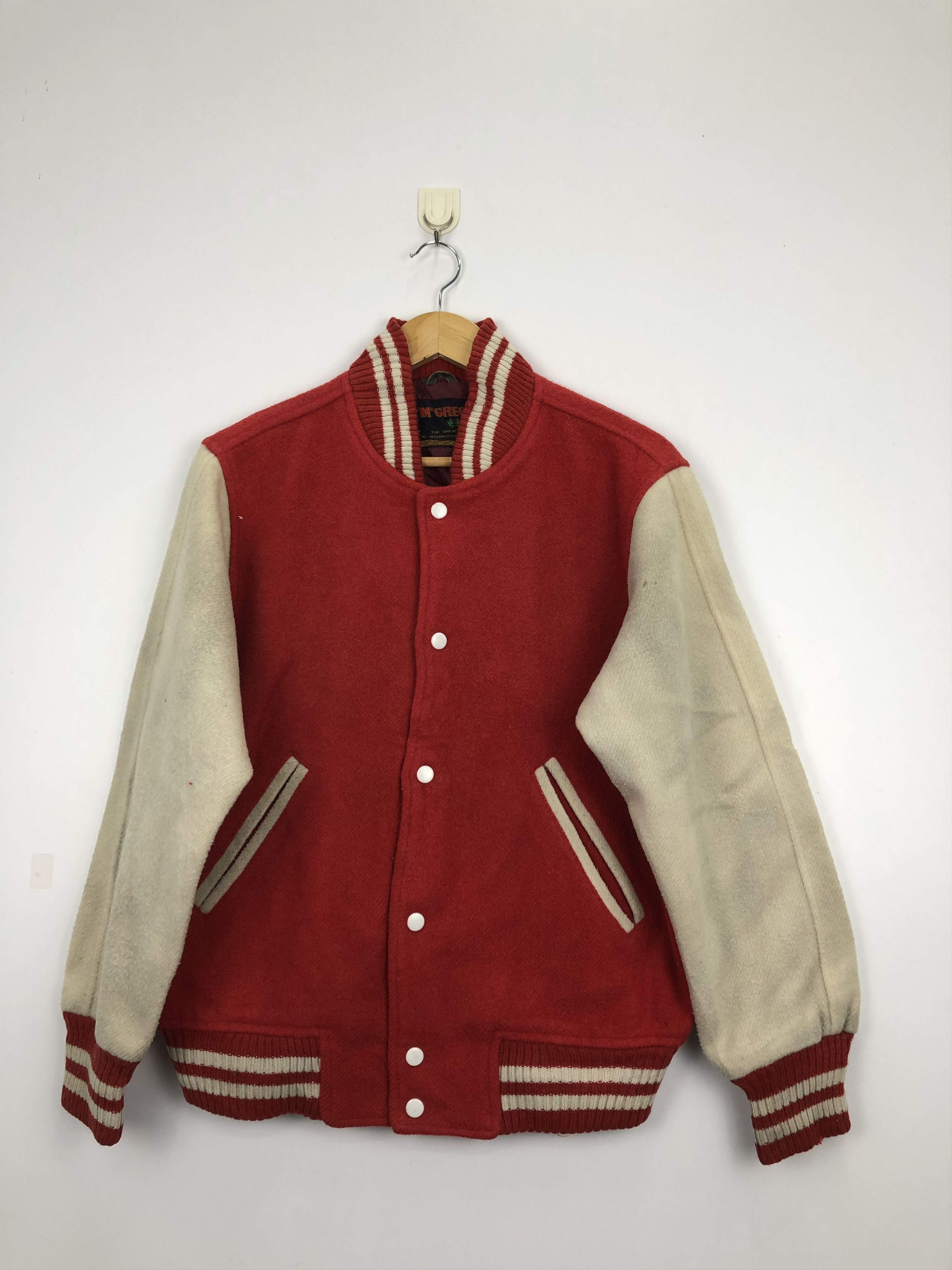 Vintage Vintage 90s Mcgregor Varsity Jacket Red V0324 Size US M / EU 48-50 / 2 - 1 Thumbnail