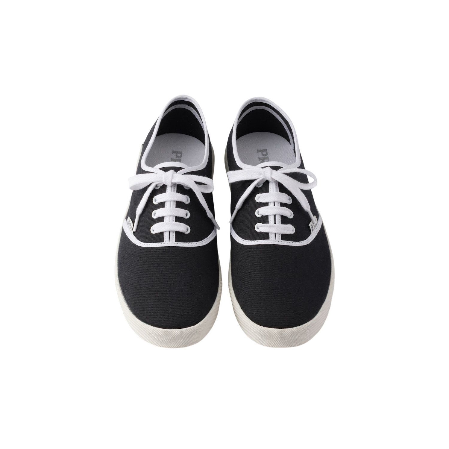 Prada PRADA $995 Black/White Drill Fabric Sneakers New & Authentic Size US 10.5 / EU 43-44 - 3 Thumbnail