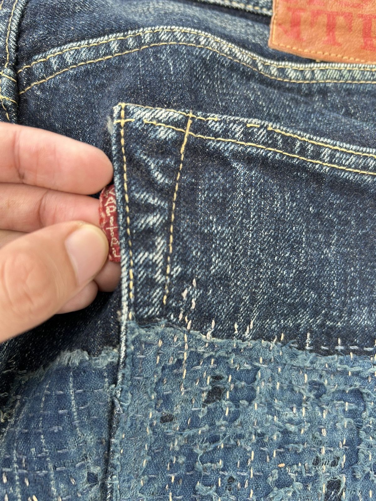 Kapital Kapital Kountry BORO Selvedge Denim Shorts (Kiro Hirata) Size US 31 - 16 Thumbnail