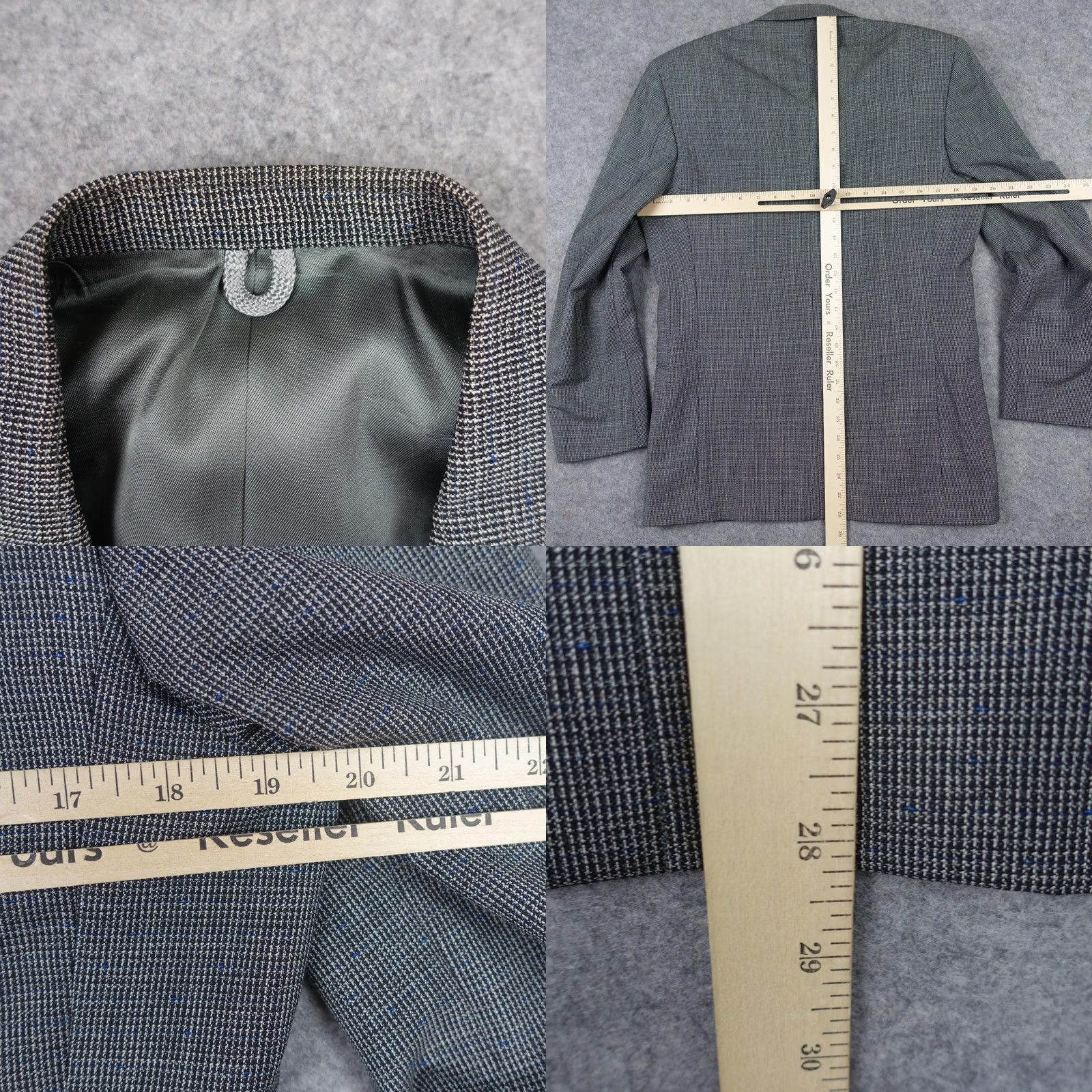 Tallia VINTAGE Tallia Blazer Mens 40 Gray Wool Check Jacket Sport Coat USA Made Italy Size 40R - 8 Thumbnail