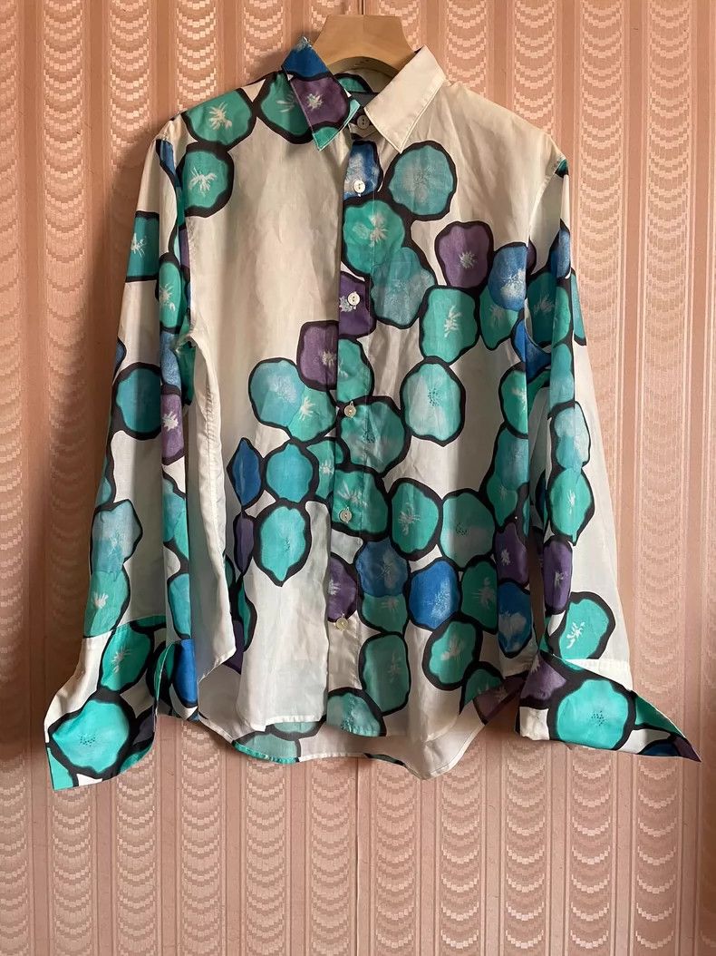 Y's Y's White printed show shirt with pointed collar shirt Size US M / EU 48-50 / 2 - 1 Thumbnail