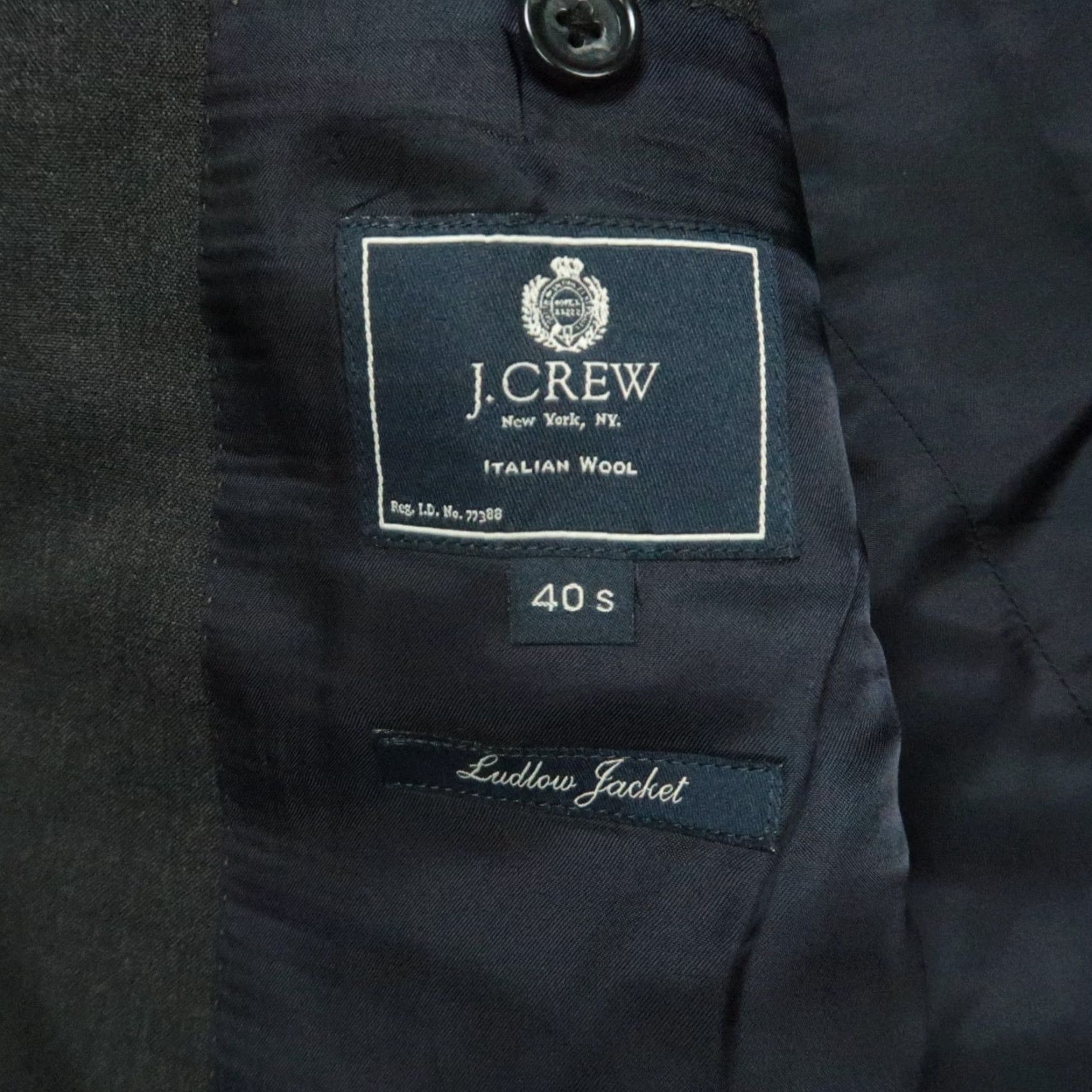 J.Crew J.CREW Blazer Mens Large 40S Gray Wool Notch Lapel 2 Piece Vintage No Short Front Two-Button Solid Size 40R - 5 Thumbnail