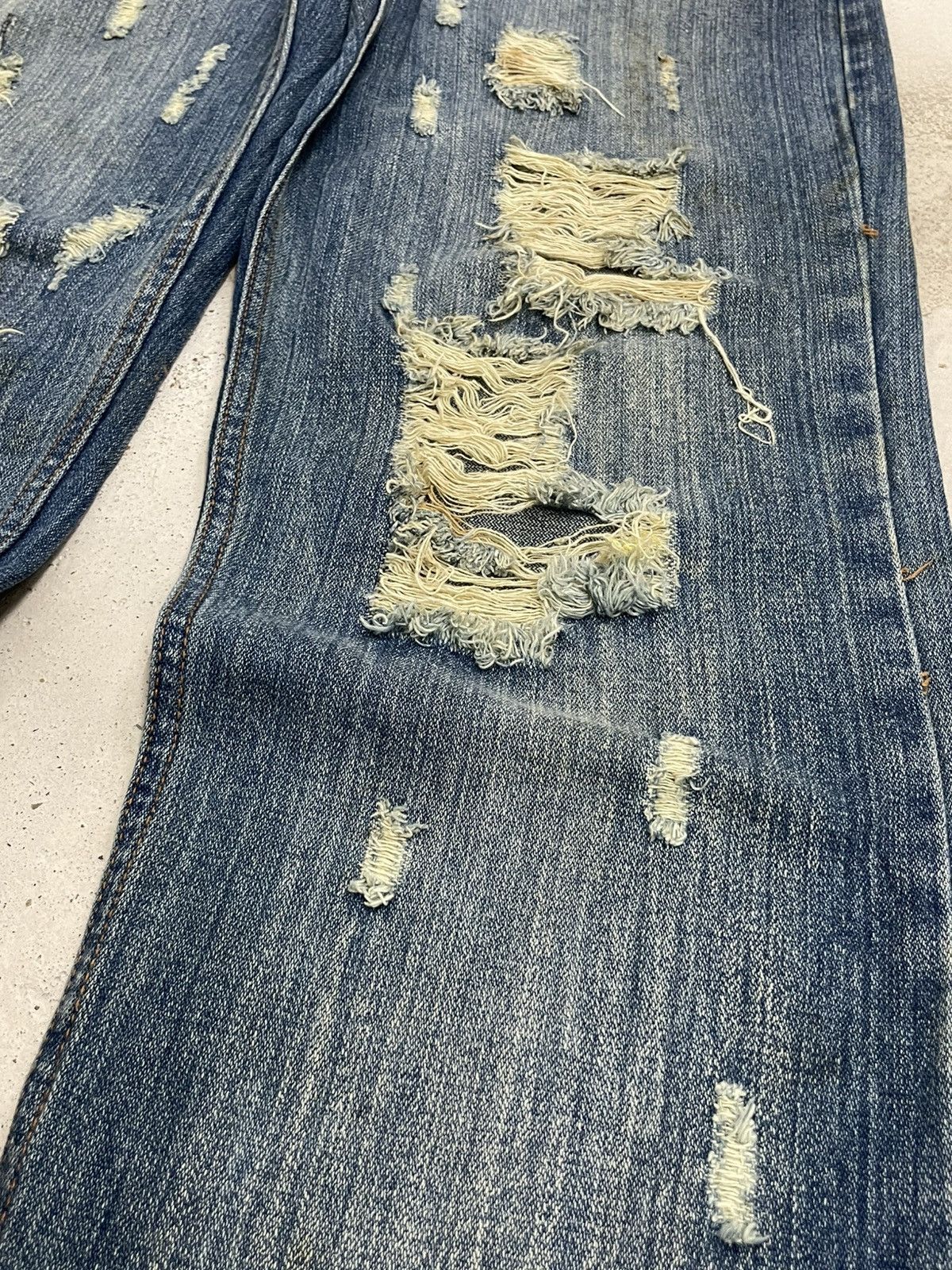 Japanese Brand Nylaus Distressed Rusty Denim Heavy Stitching Font Y2K Size US 32 / EU 48 - 9 Thumbnail