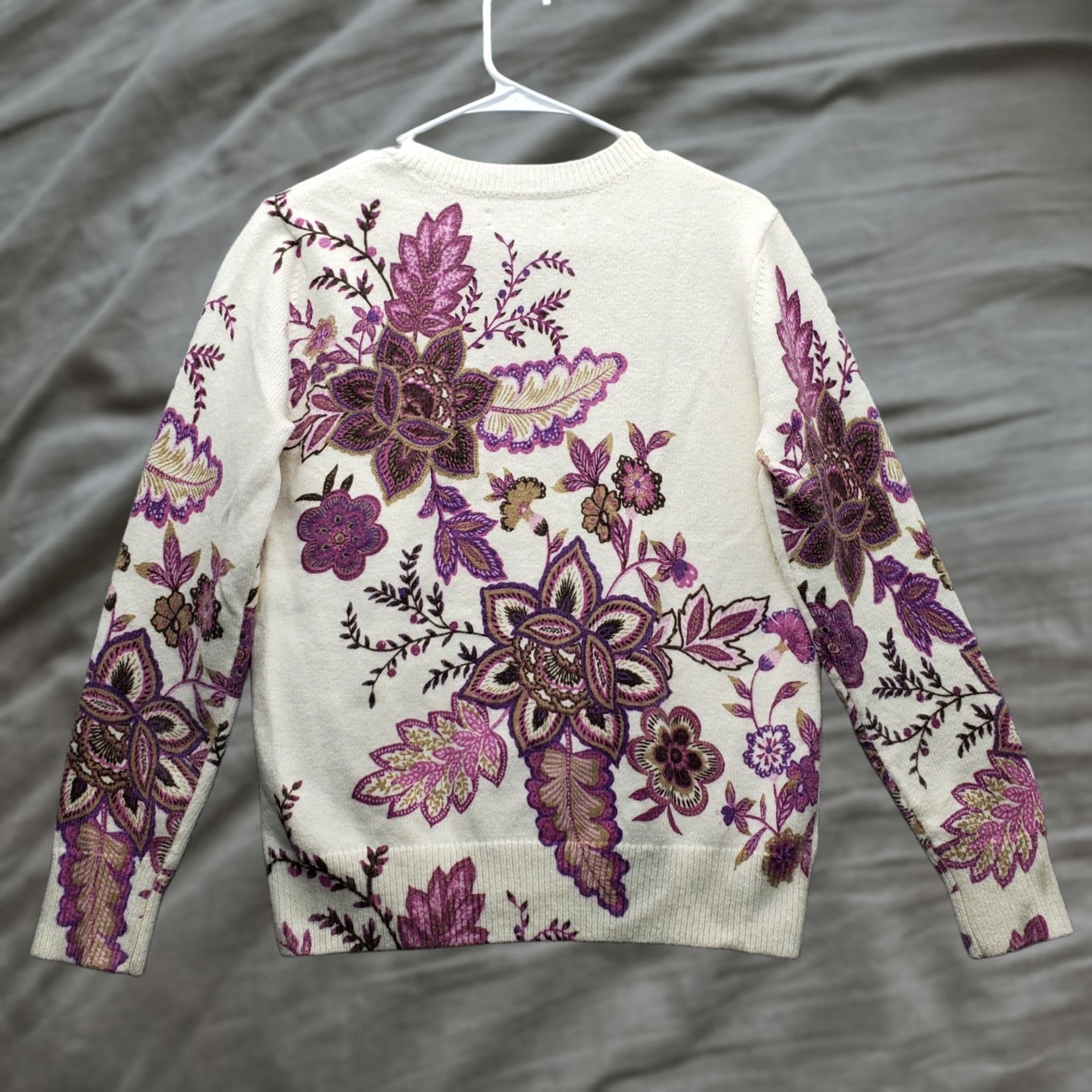 Loft LOFT Womens Size M Multicolor Floral Knit Raglan Sleeve Crew Neck Pullover Sweater Size M / US 6-8 / IT 42-44 - 1 Thumbnail