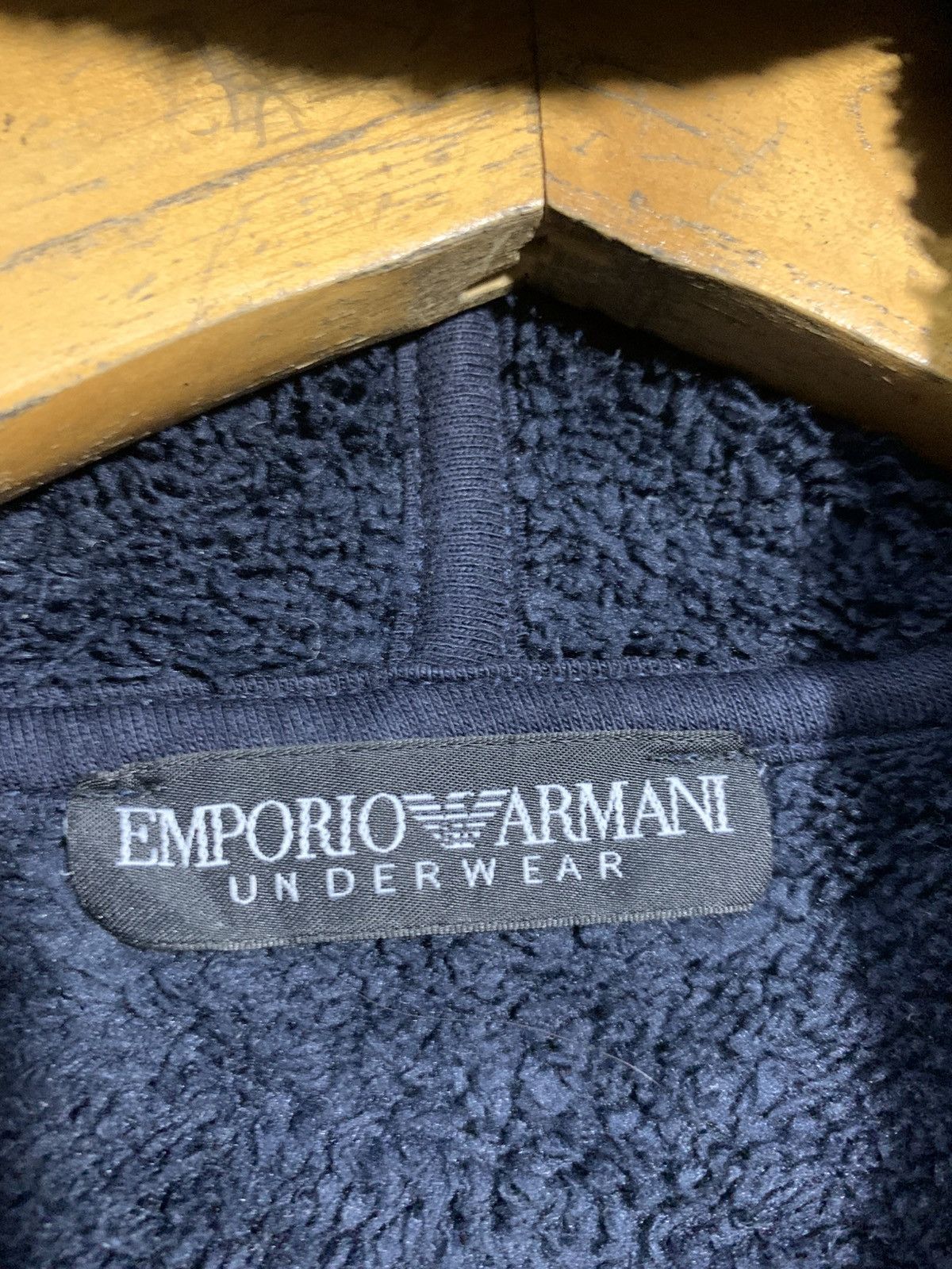 Emporio Armani 🔥Vintage 90s Emporio Armani Fleece Hoodie Jacket Size US L / EU 52-54 / 3 - 10 Thumbnail