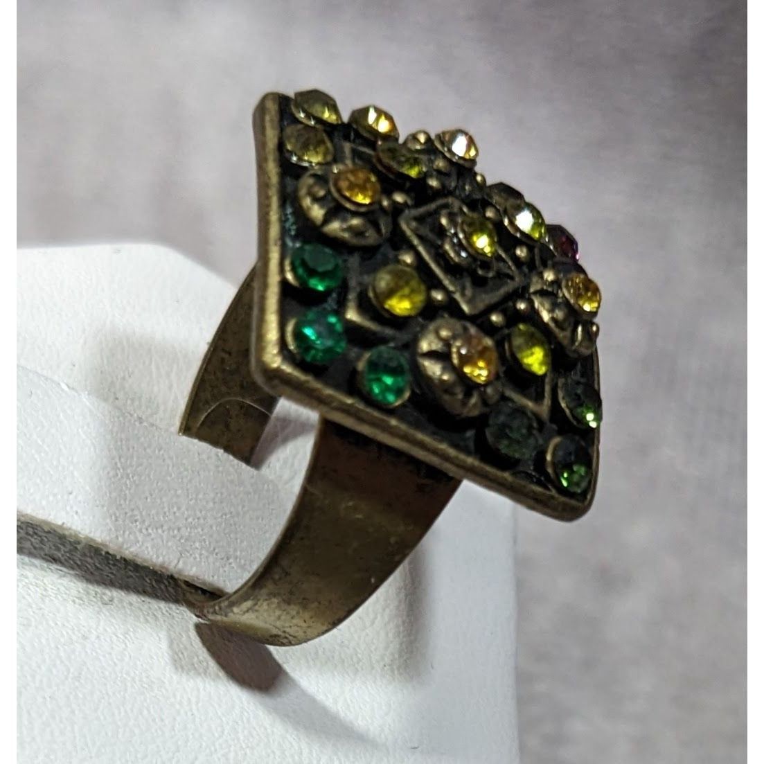 Other Unique Rainbow Geometric Rhinestone Gold Tone Adjustable Rin Size ONE SIZE - 11 Thumbnail