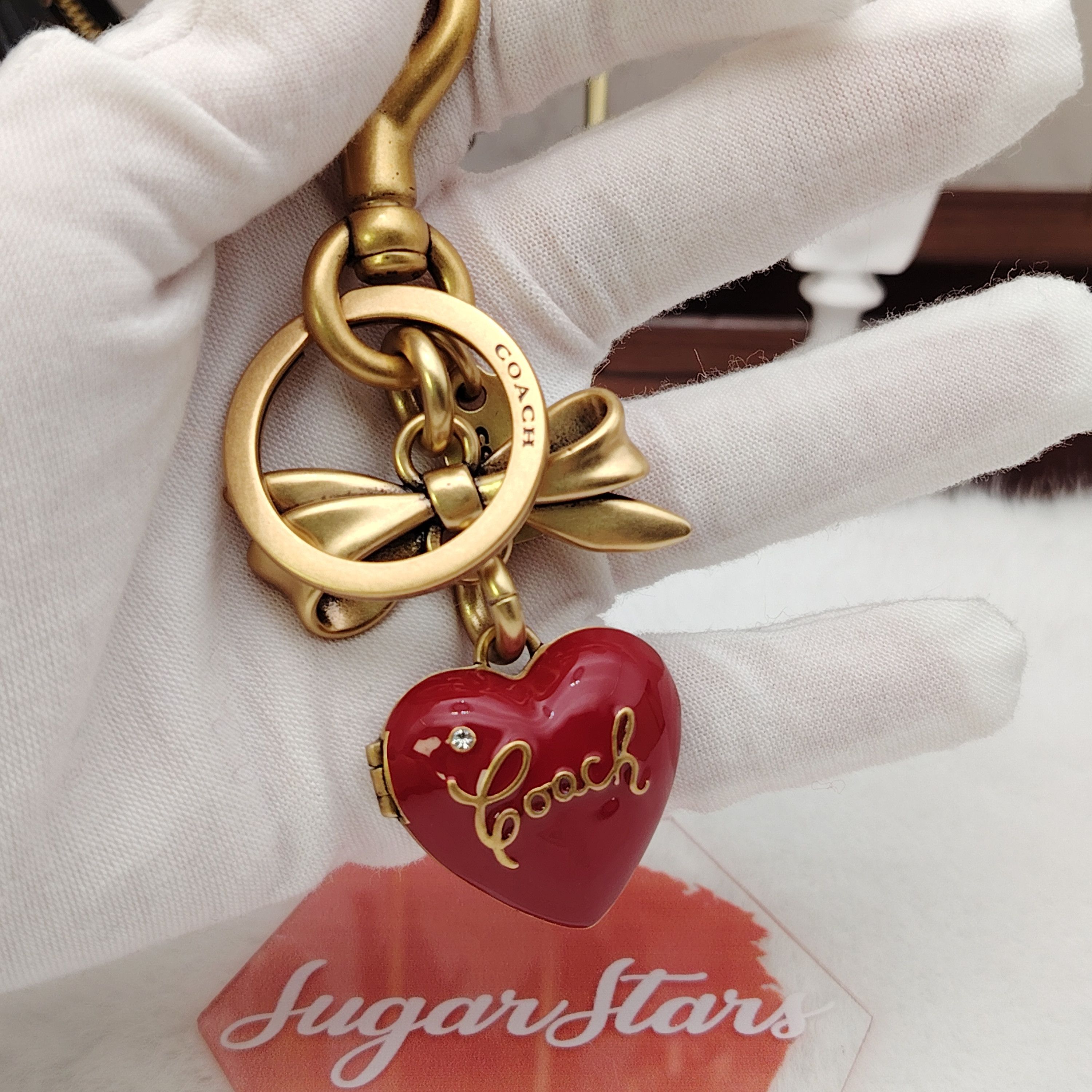 Coach Coach Bow Heart Locket Bag Charm Keychain Size ONE SIZE - 1 Thumbnail