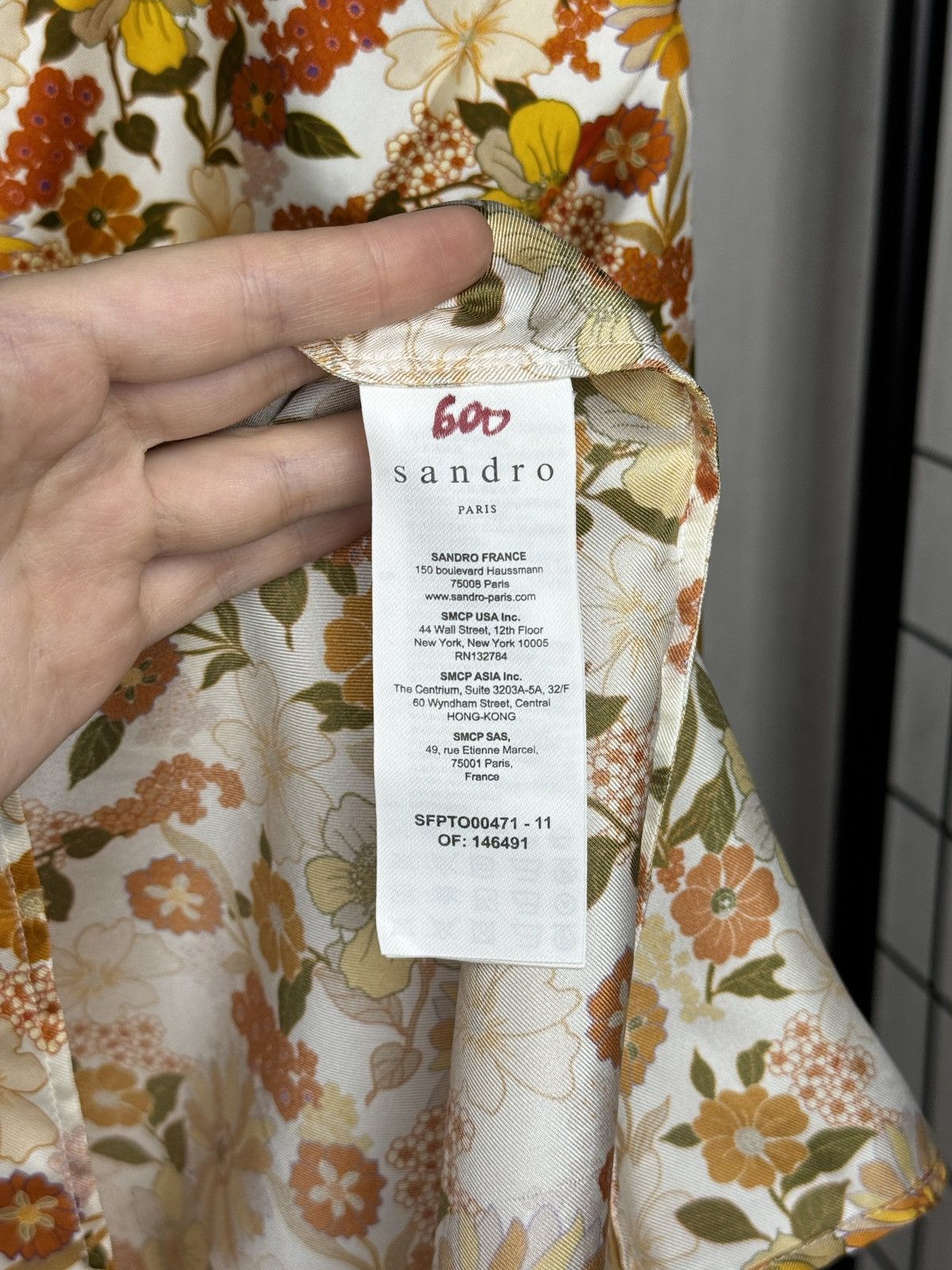 Sandro Sandro Paris Flower Floral Silk Blouse Ecru Size M / US 6-8 / IT 42-44 - 9 Thumbnail
