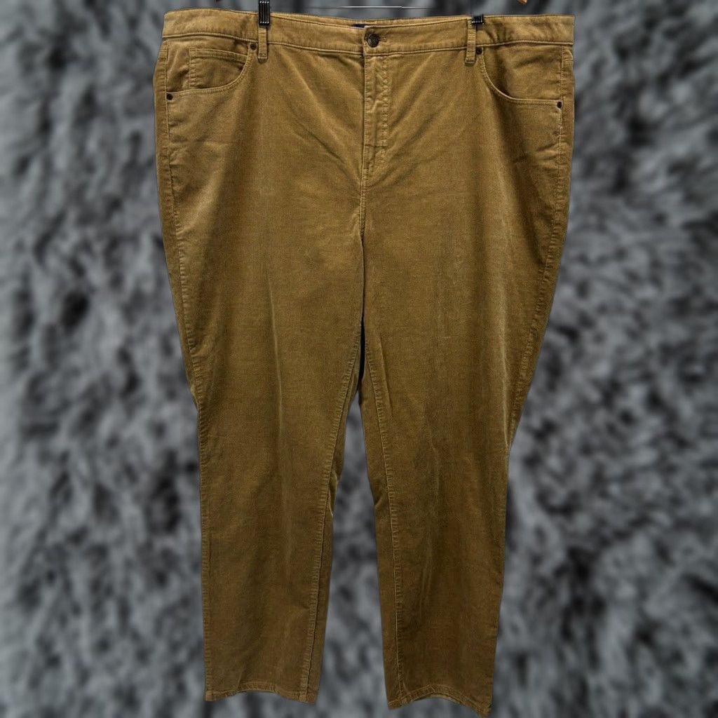 Talbots NEW! Talbots High Waist Straight Leg Corduroy Pants 24W Plus Light Brown Women’s Size 42" / US 20 - 1 Thumbnail