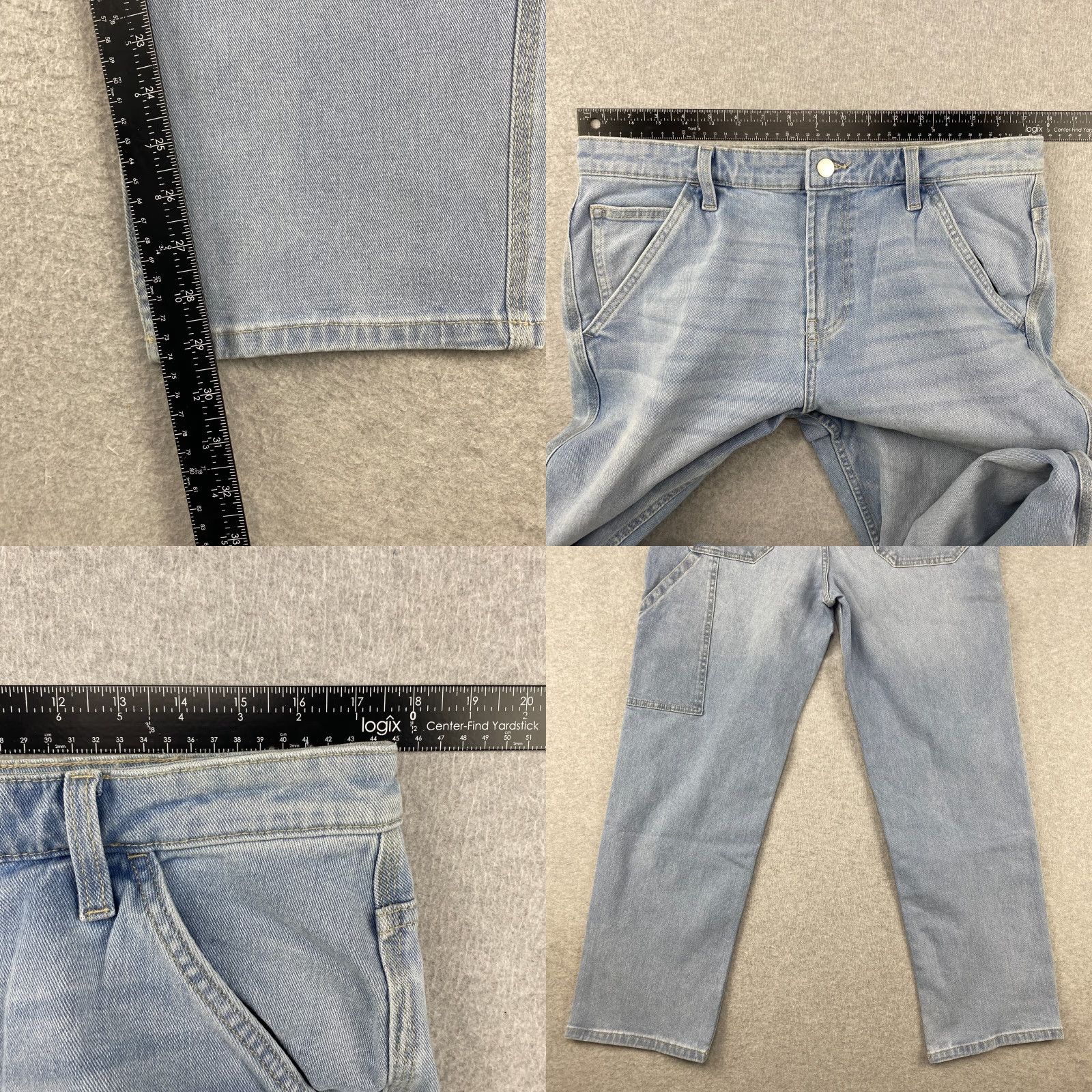 Essentials Amazon Jeans Mens 34X30 Blue Straight Leg Pockets Light Denim Slim 5-Pocket Design Belt Loops Size US 34 / EU 50 - 8 Thumbnail