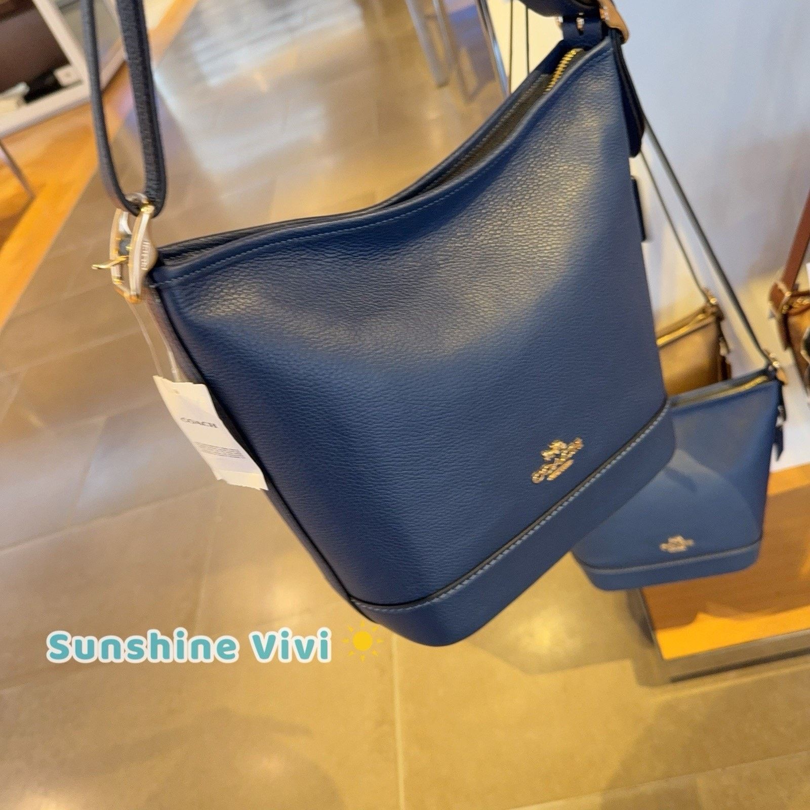 Coach NWT Coach Jude Bag pebble leather CBH18 Gold/Deep Blue Size ONE SIZE - 3 Thumbnail