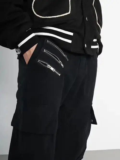Jean punk zipper flared cargo pants Size US 32 / EU 48 - 3 Thumbnail
