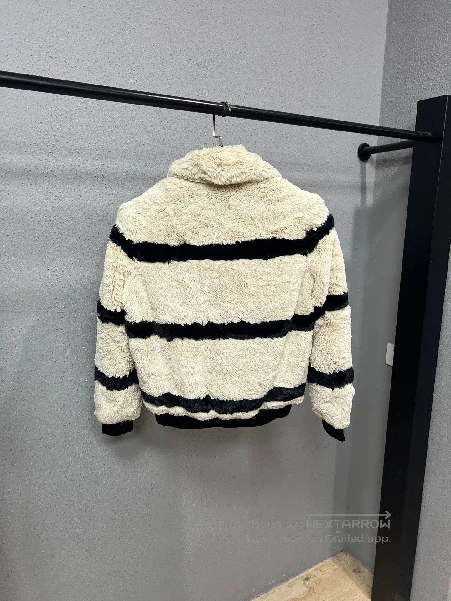 Saint Laurent Paris striped fleece teddy jacket. Size XS / US 0-2 / IT 36-38 - 2 Thumbnail