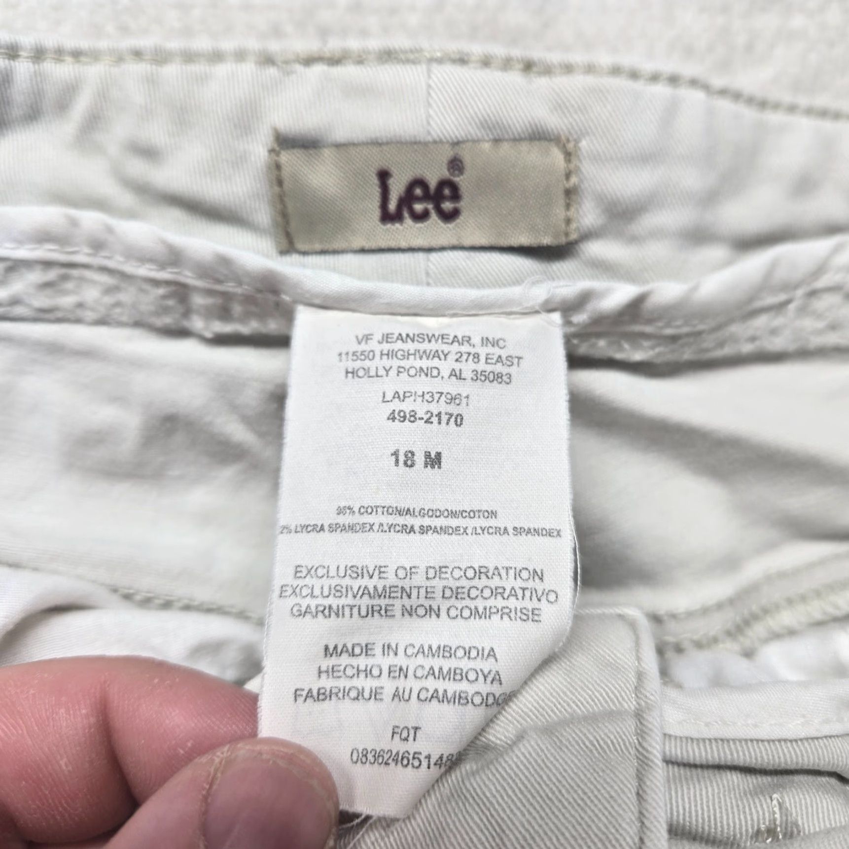 Lee LEE Chino Pants Woman 16 Beige Straight Leg Khaki Cotton-Blend Spandex 26.5in Inseam Regular Size 16M Modern Fit Pockets Size 38" / US 16 / IT 52 - 3 Thumbnail