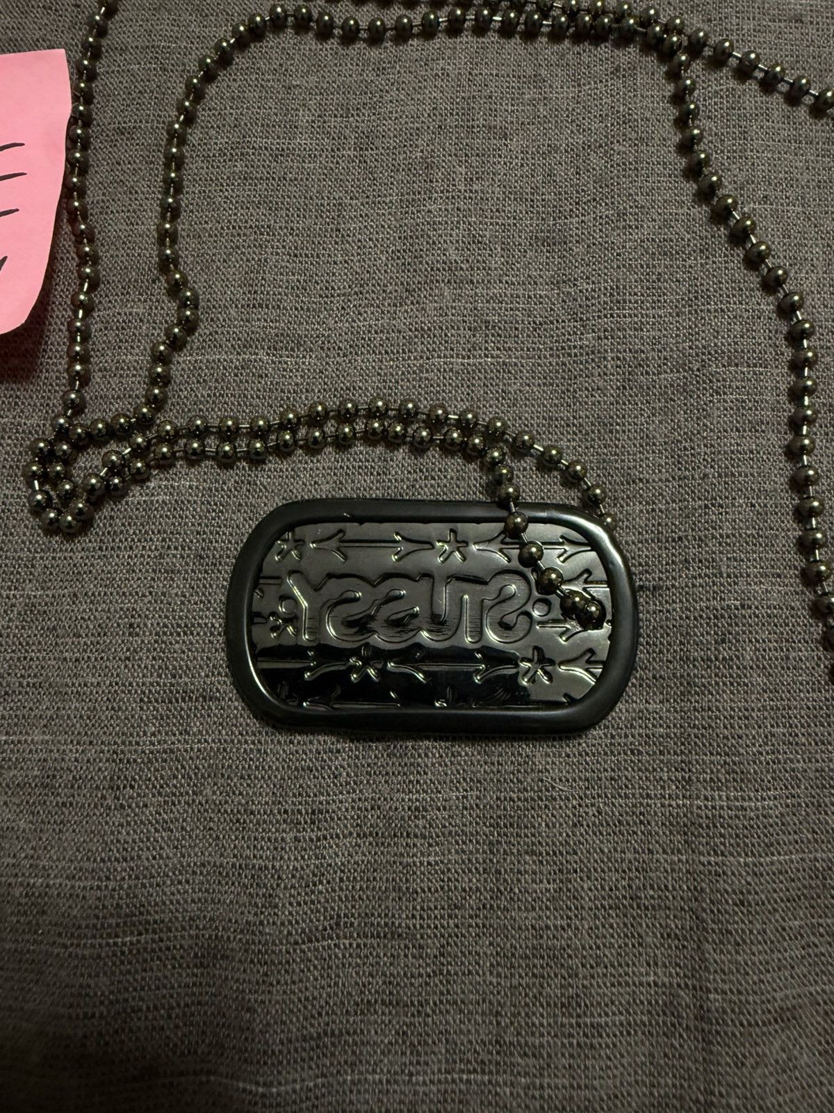 RARE VINTAGE STUSSY DOG TAG NECKLACE, VINTAGE, BLACK
