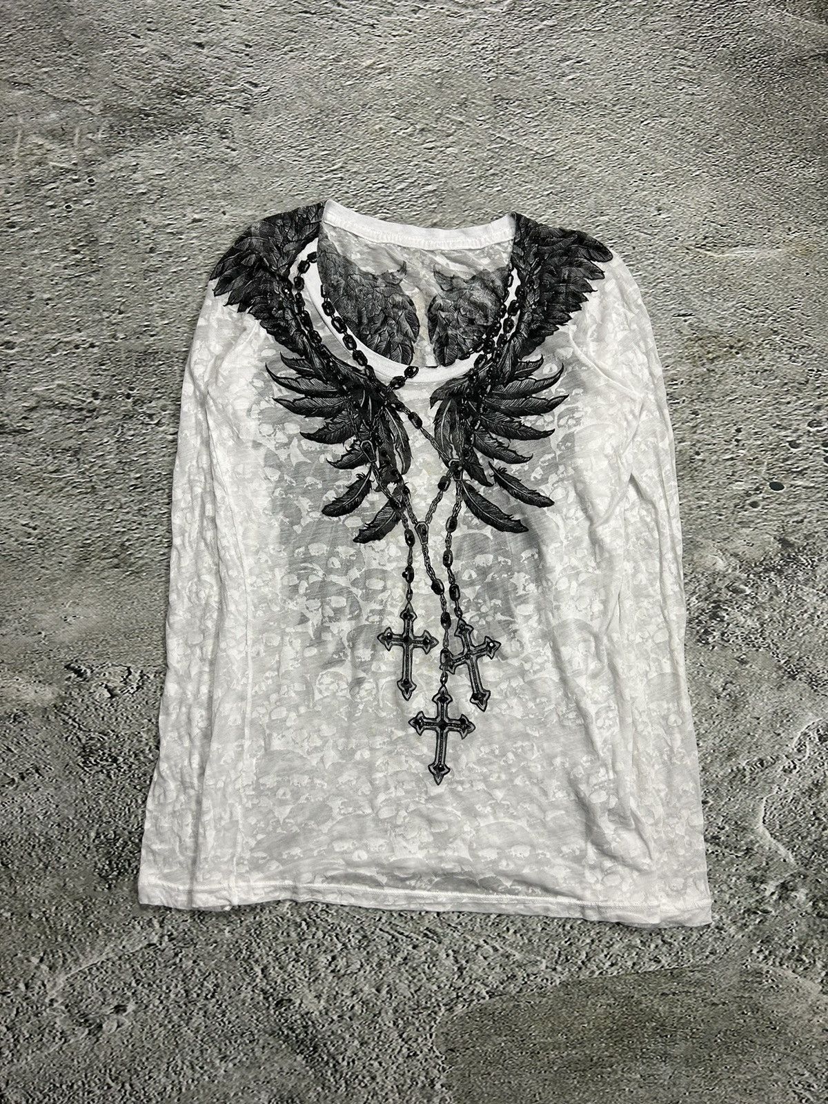 Affliction × Vintage Affliction Vintage Y2K Longsleeve white big logo Size M / US 6-8 / IT 42-44 - 1 Thumbnail