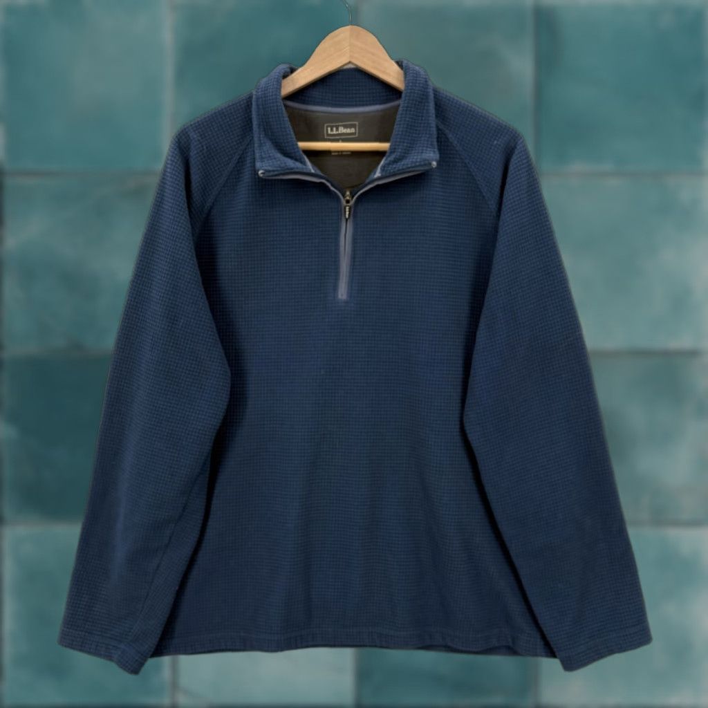 Vintage L.L. Bean Jacket 1/4 Zip Polar Fleece Pullover Mens Large Blue Outdoor Hiking Camp Shirt/Coat (adjusted to fit structure) Size US L / EU 52-54 / 3 - 1 Thumbnail