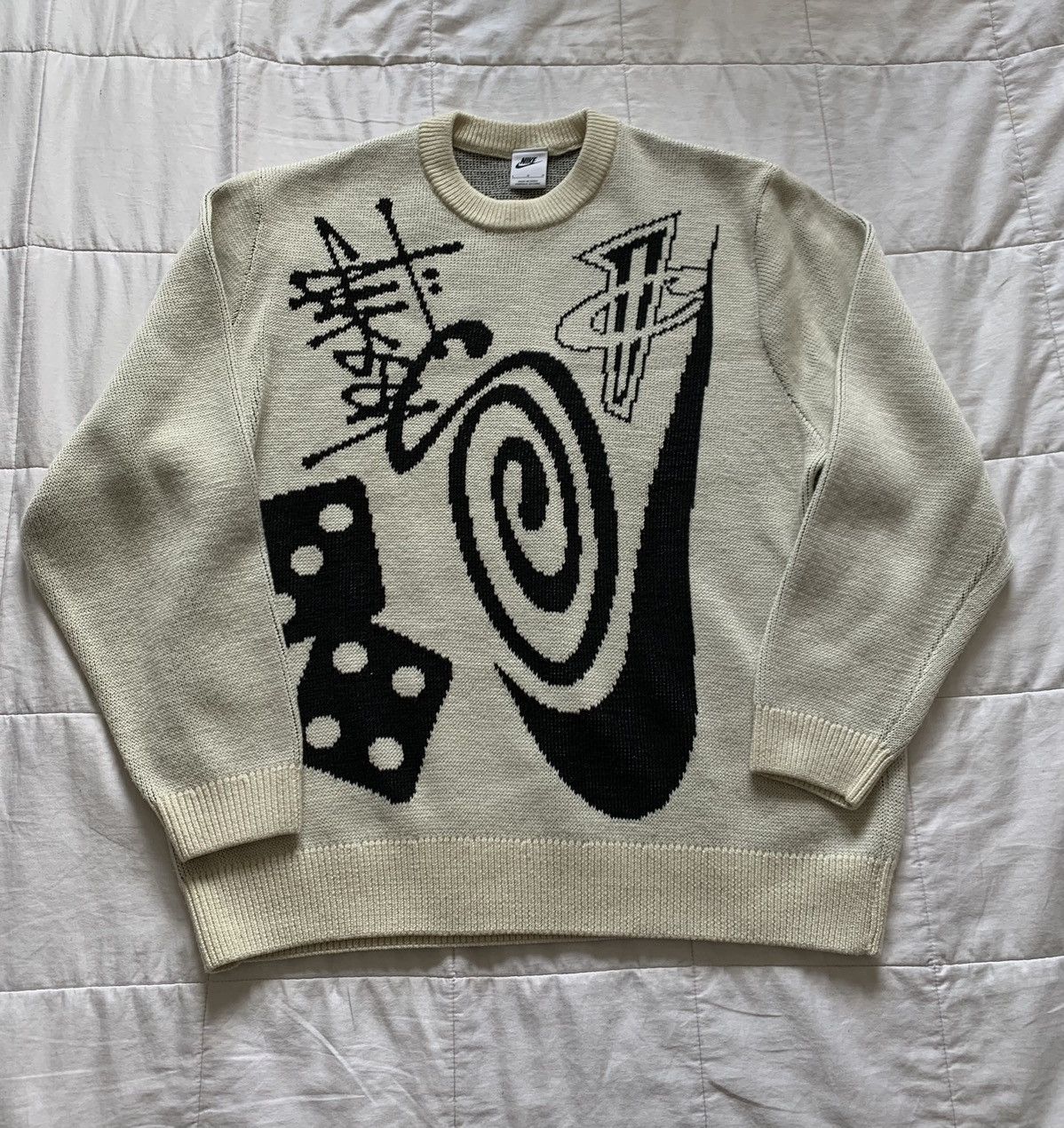 Nike × Stussy Stüssy x Nike Knit Sweater Natural | Grailed