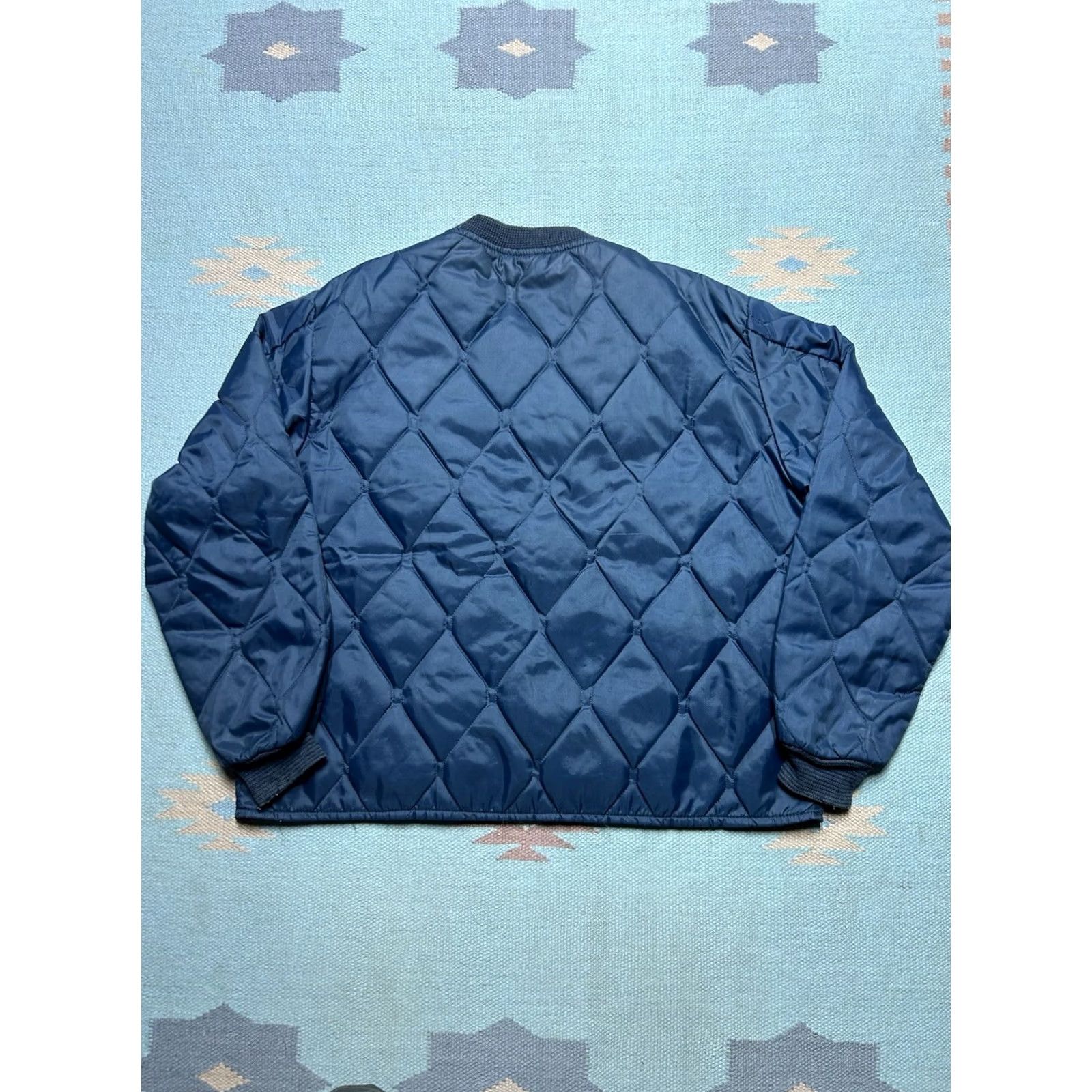 Vintage VINTAGE bomber jacket Navy blue 70s diamond quilted insulated workwear large Jacket Mens Size US L / EU 52-54 / 3 - 7 Thumbnail
